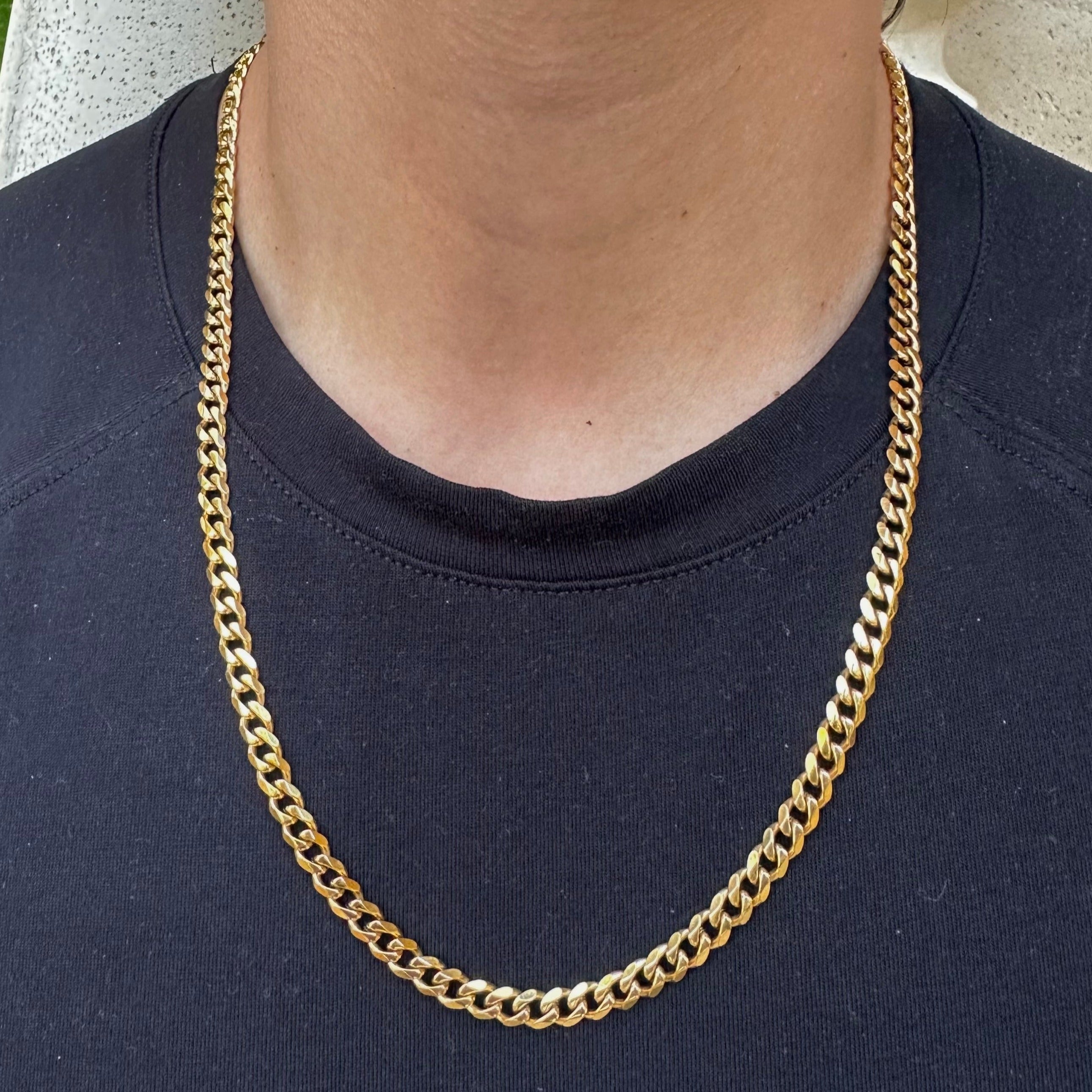 mens 5mm thick gold link curb chains