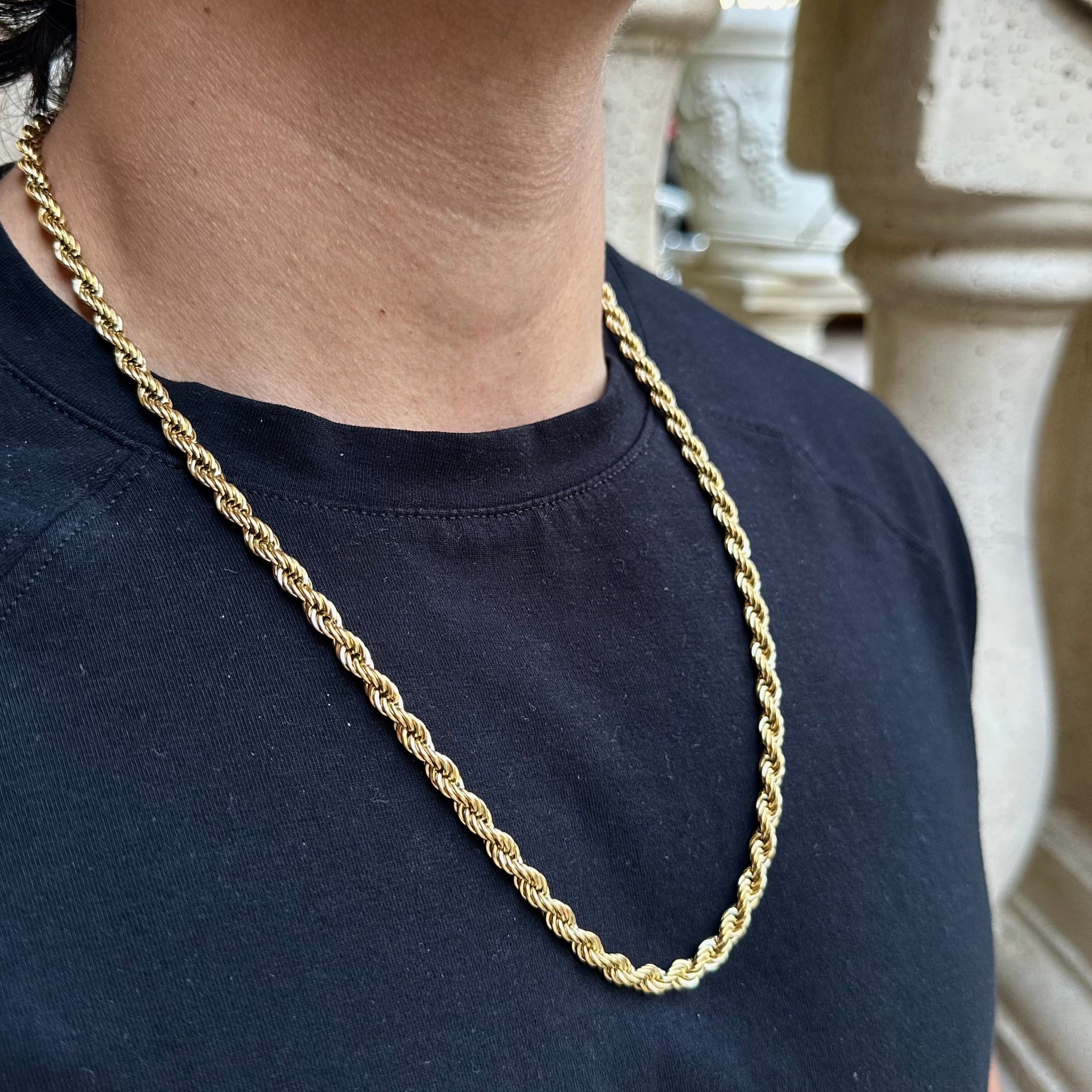 20 inch twisted rope chain 18k gold mens
