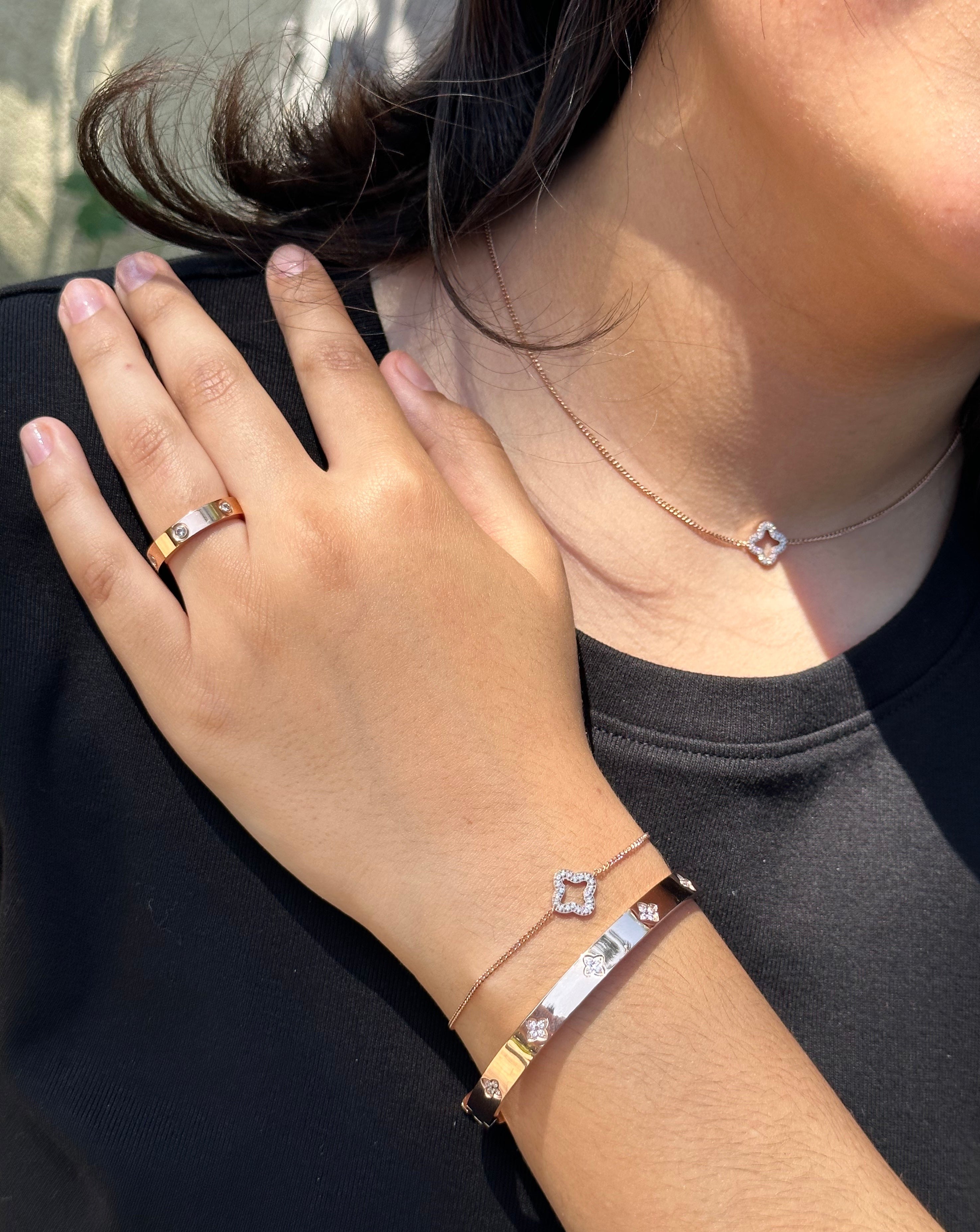 Clover Diamond Bangle Bracelet