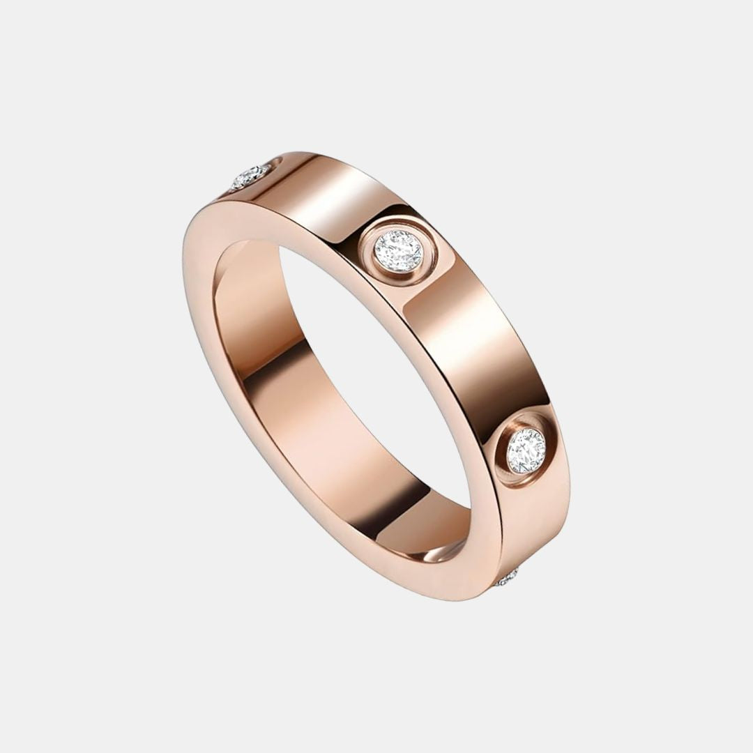rose gold set in stone encrusted ring
