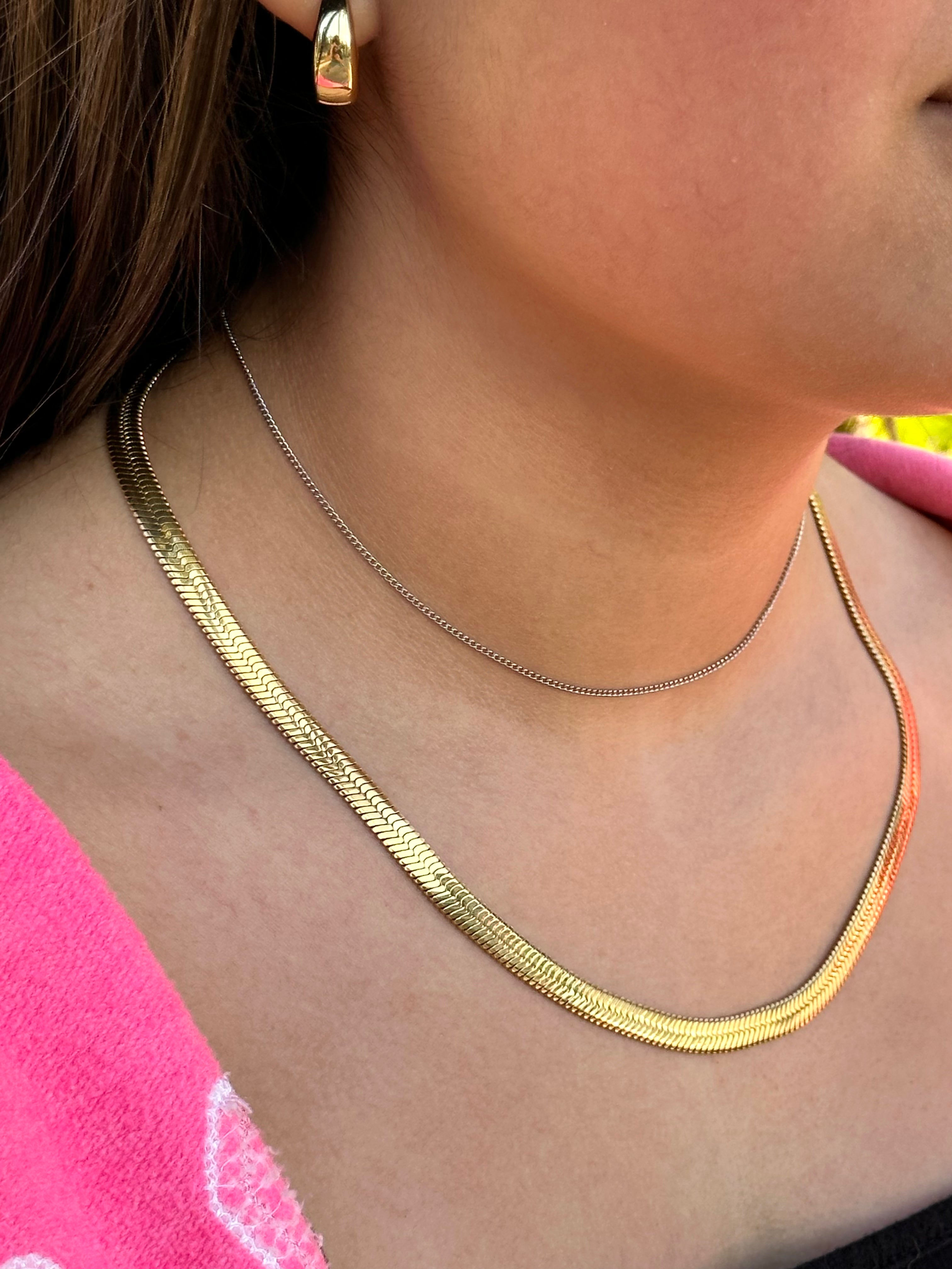 Flat Snake Necklace Chain Herringbone Necklace