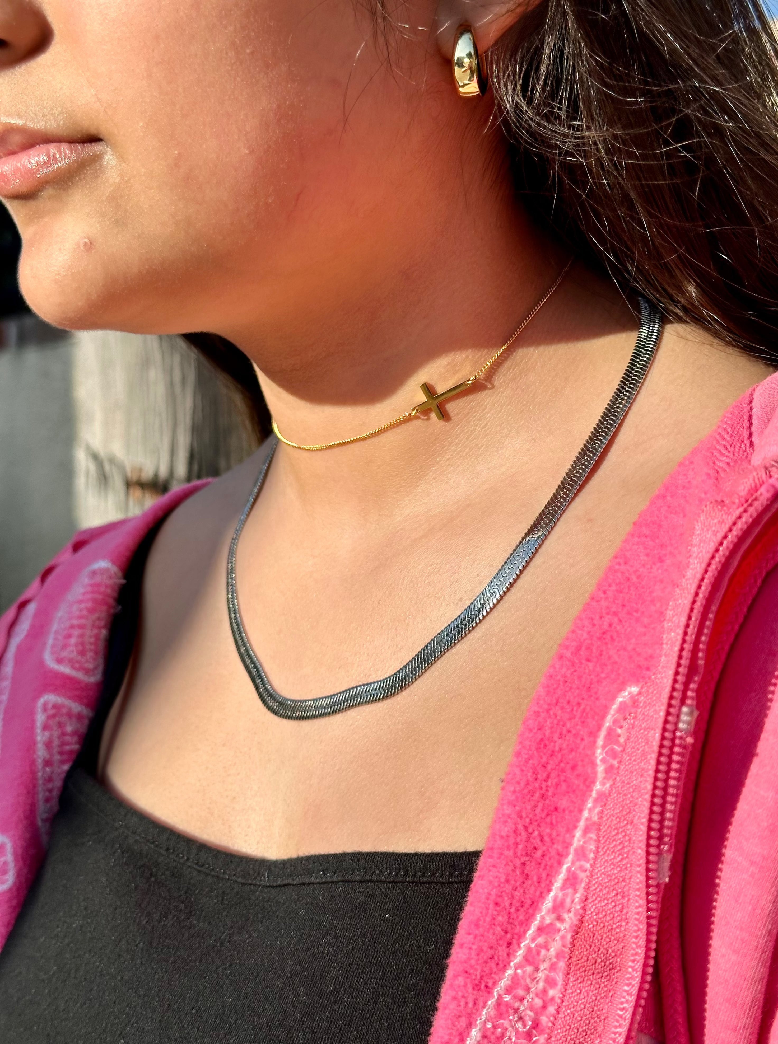 Flat Snake Necklace Chain Herringbone Necklace