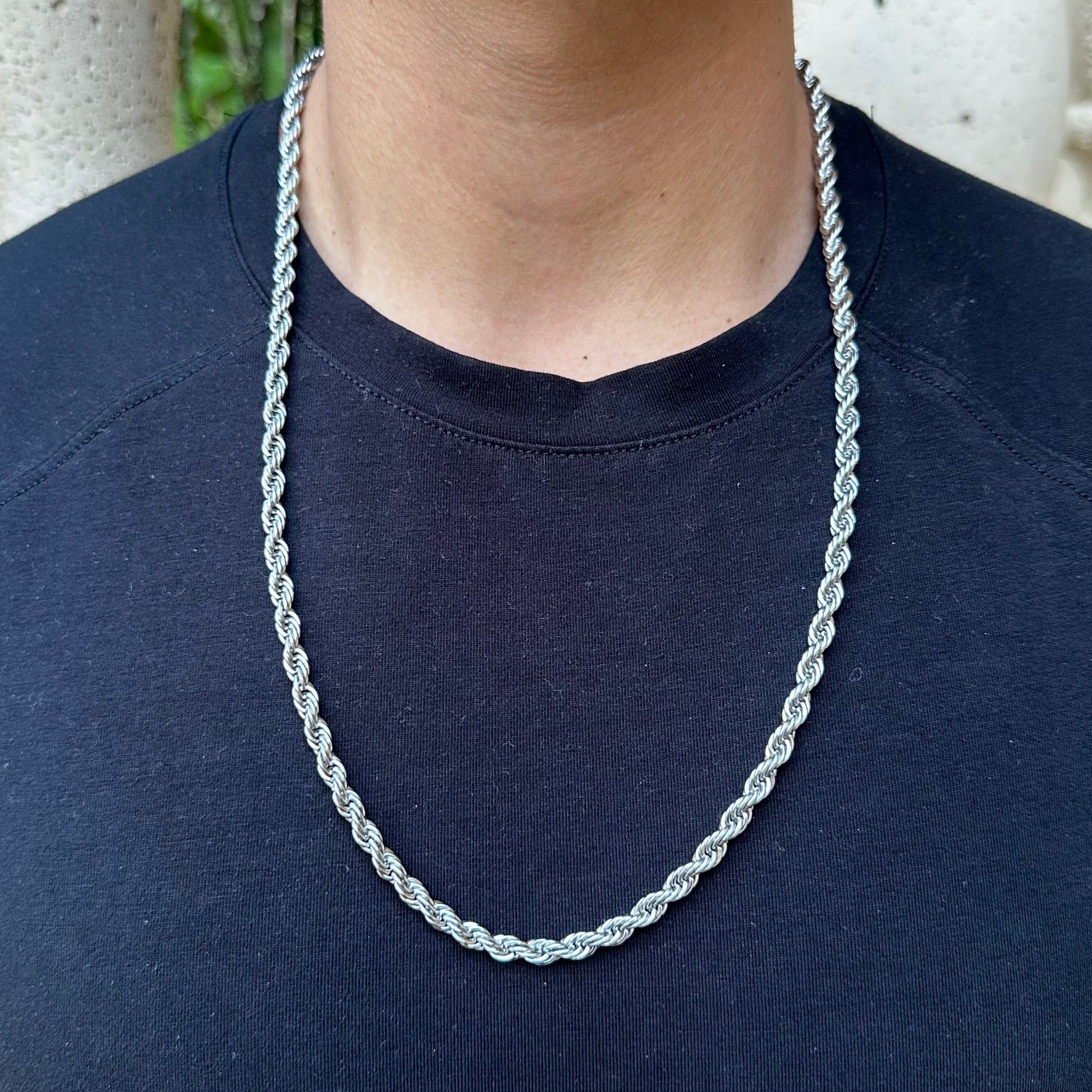 stainless steel mens rope chain