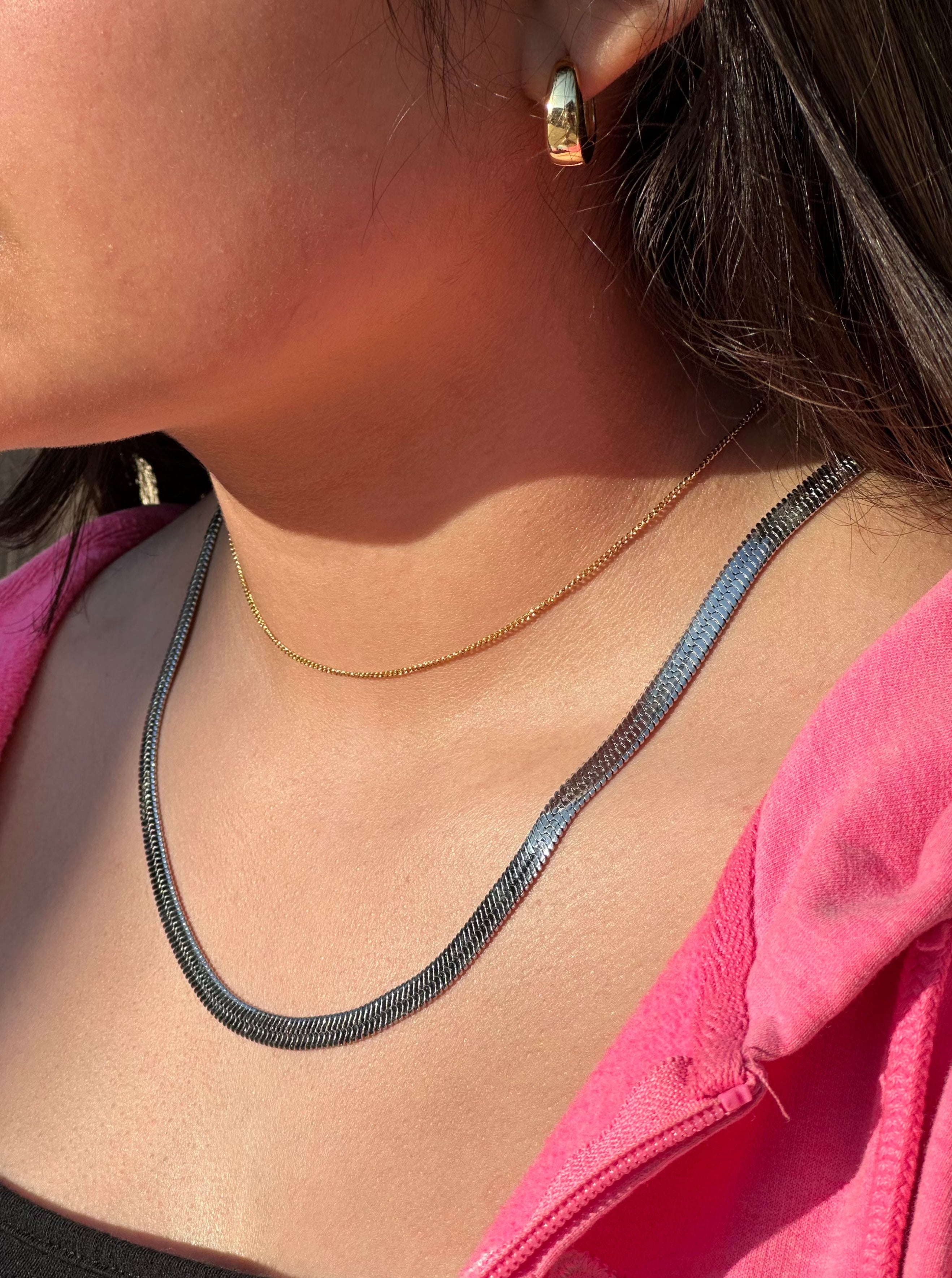 Flat Snake Necklace Chain Herringbone Necklace