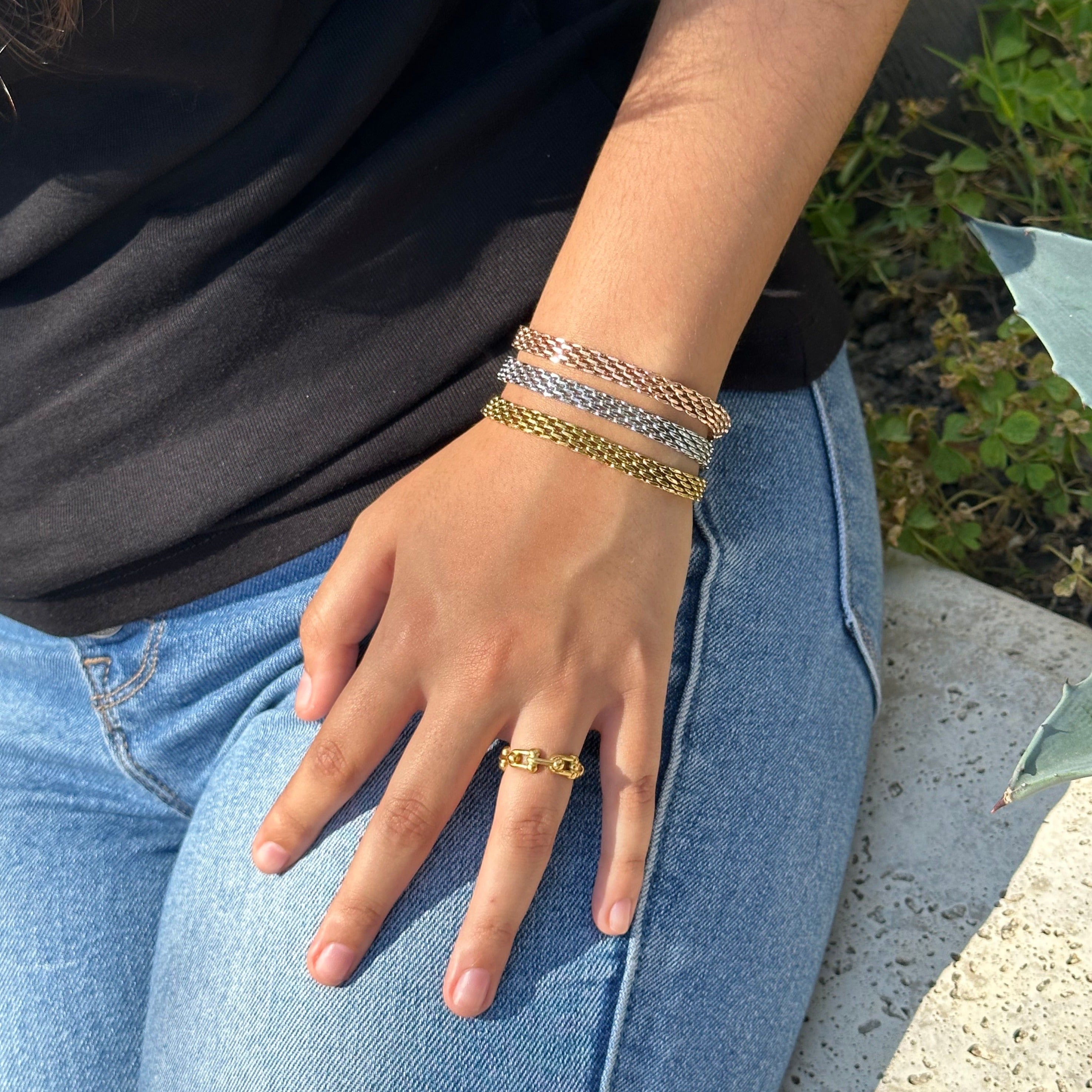 3 gold, rose gold, silver bismark bracelets