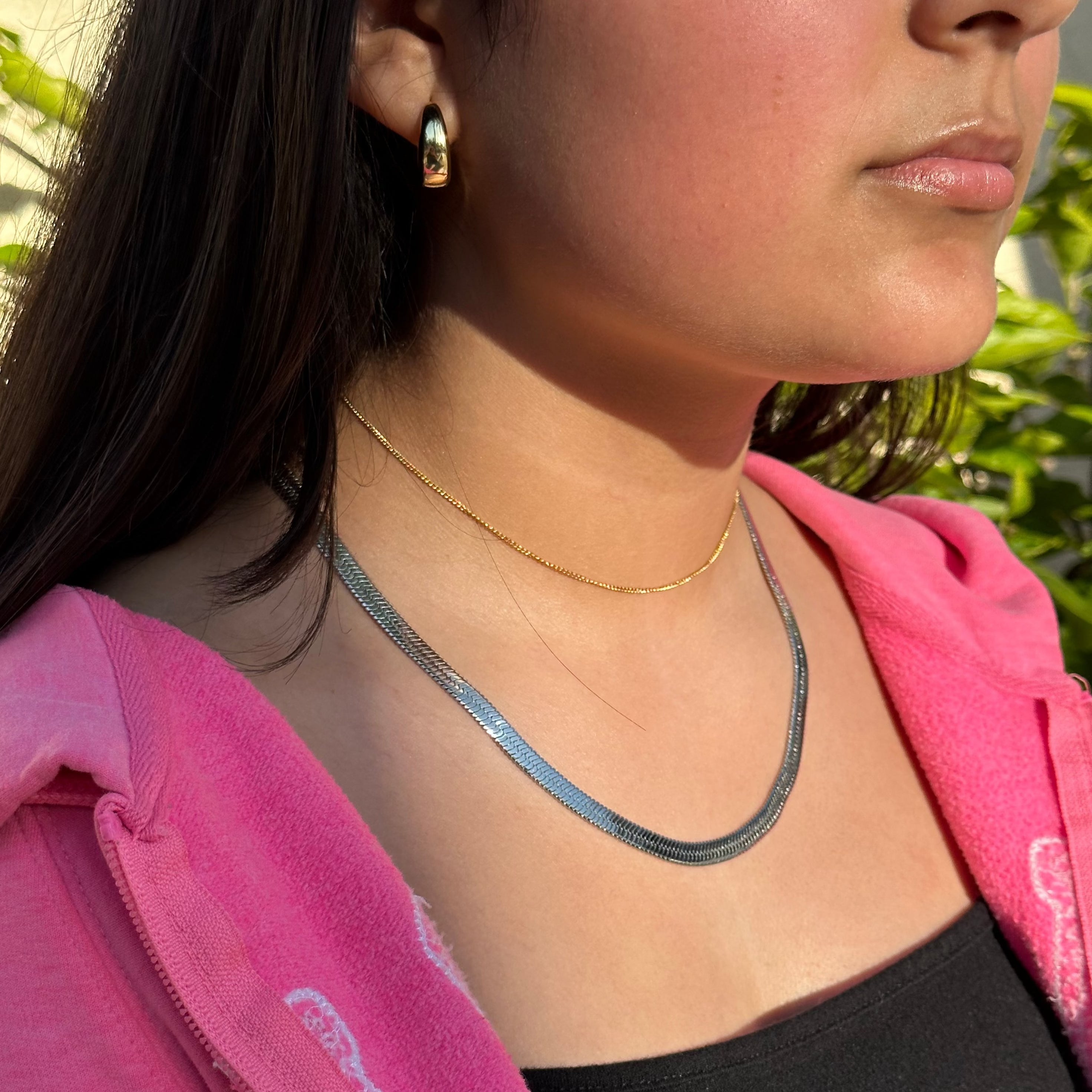 Flat Snake Necklace Chain Herringbone Necklace