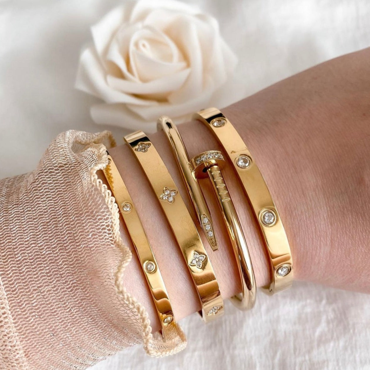 Clover Diamond Bangle Bracelet