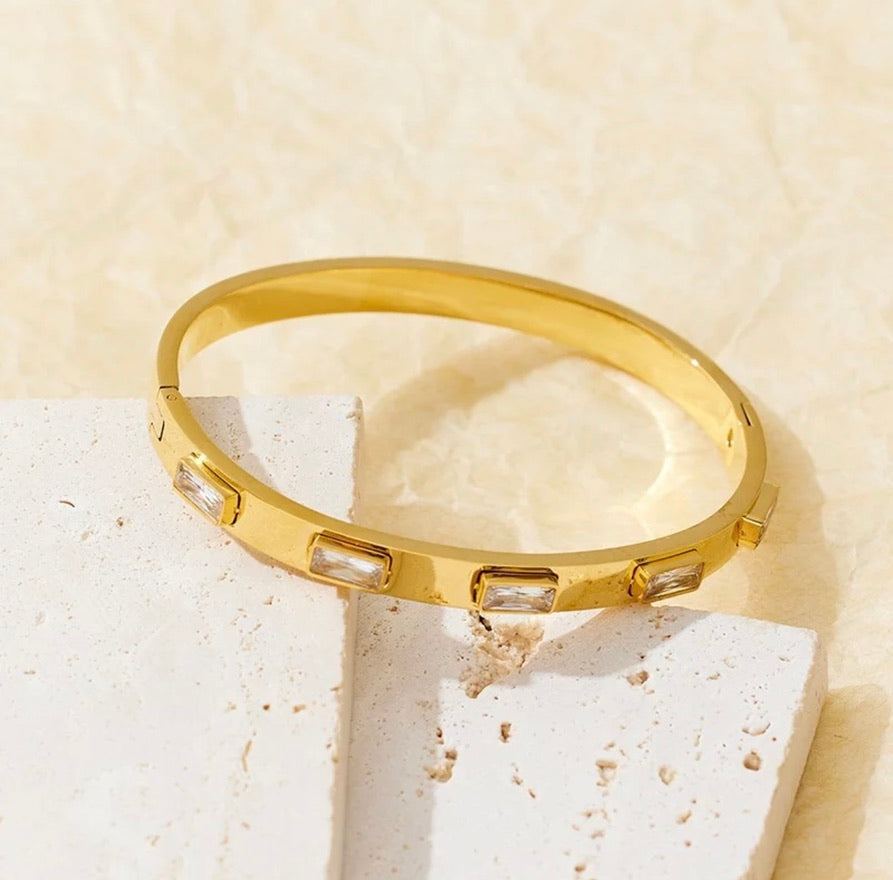 Gold Square Diamond Encrusted Bracelet