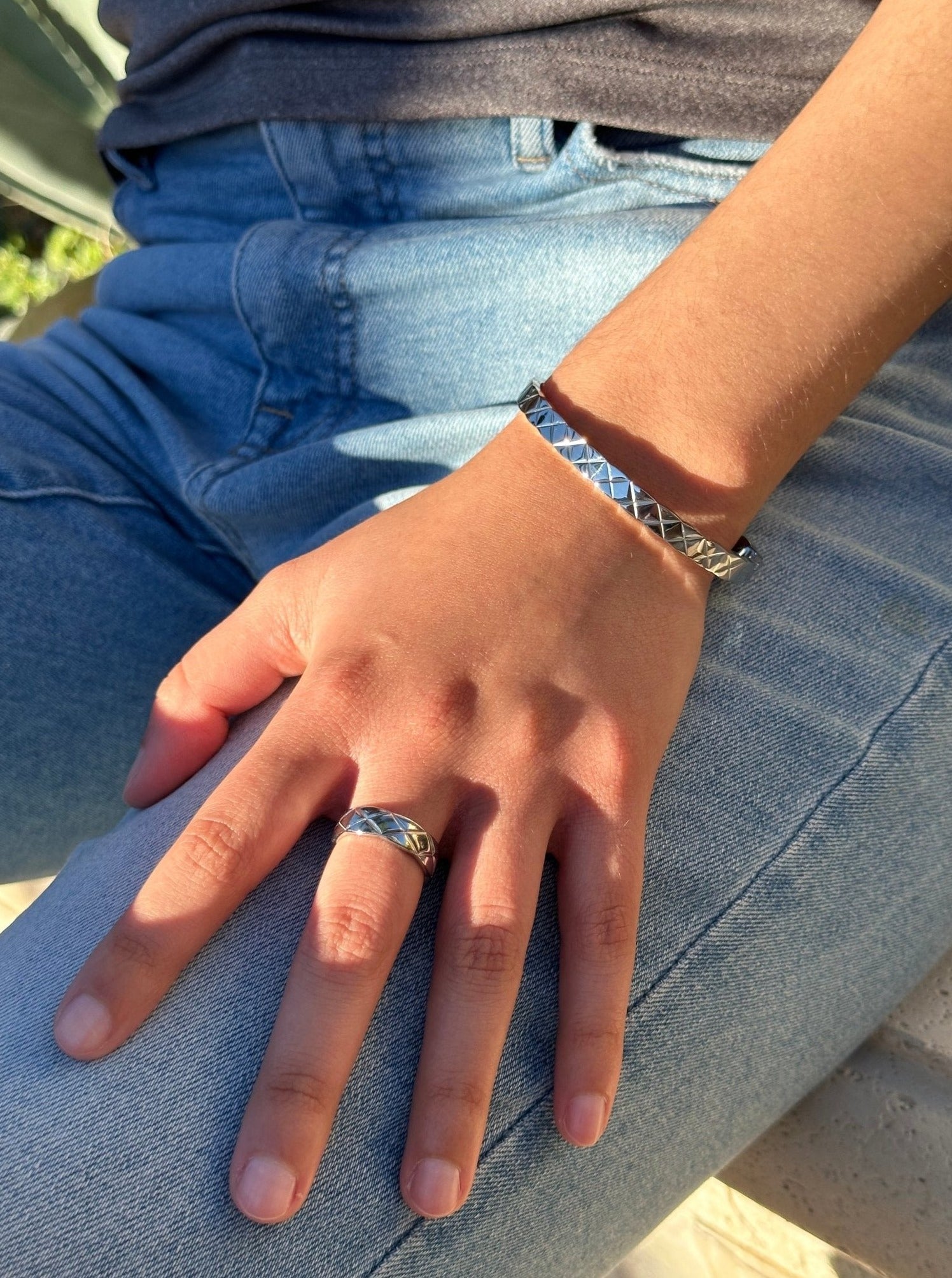 Quilted X Motif Bracelet