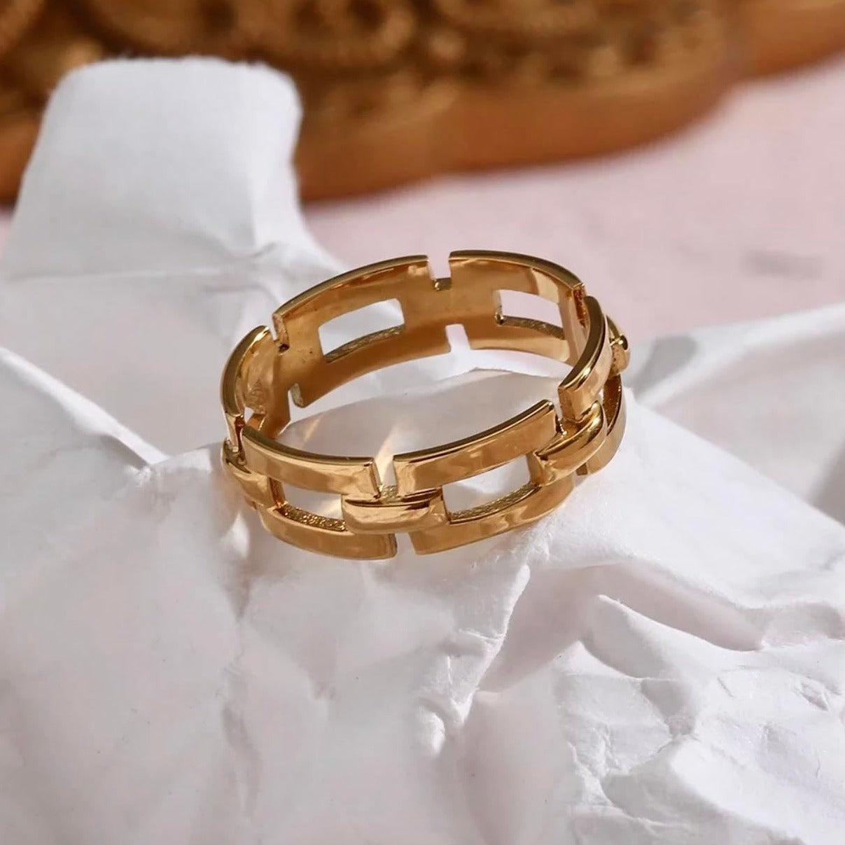H ring wear ring dainty gold ring
