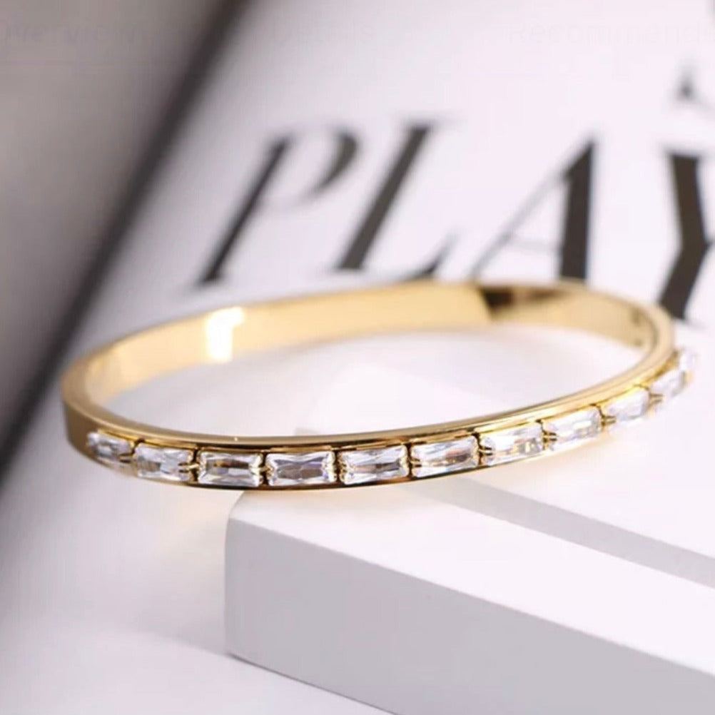 18k Gold Inlay Baguette Bracelet - 1 Øak
