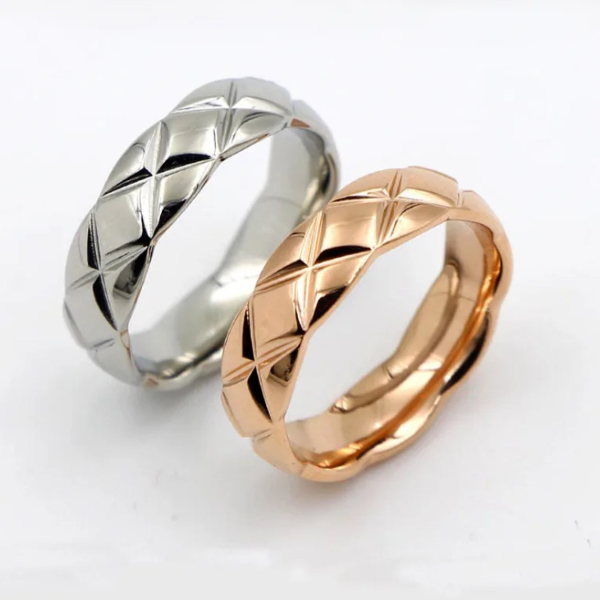Women's Quilted X Motif Bracelet + Ring Set