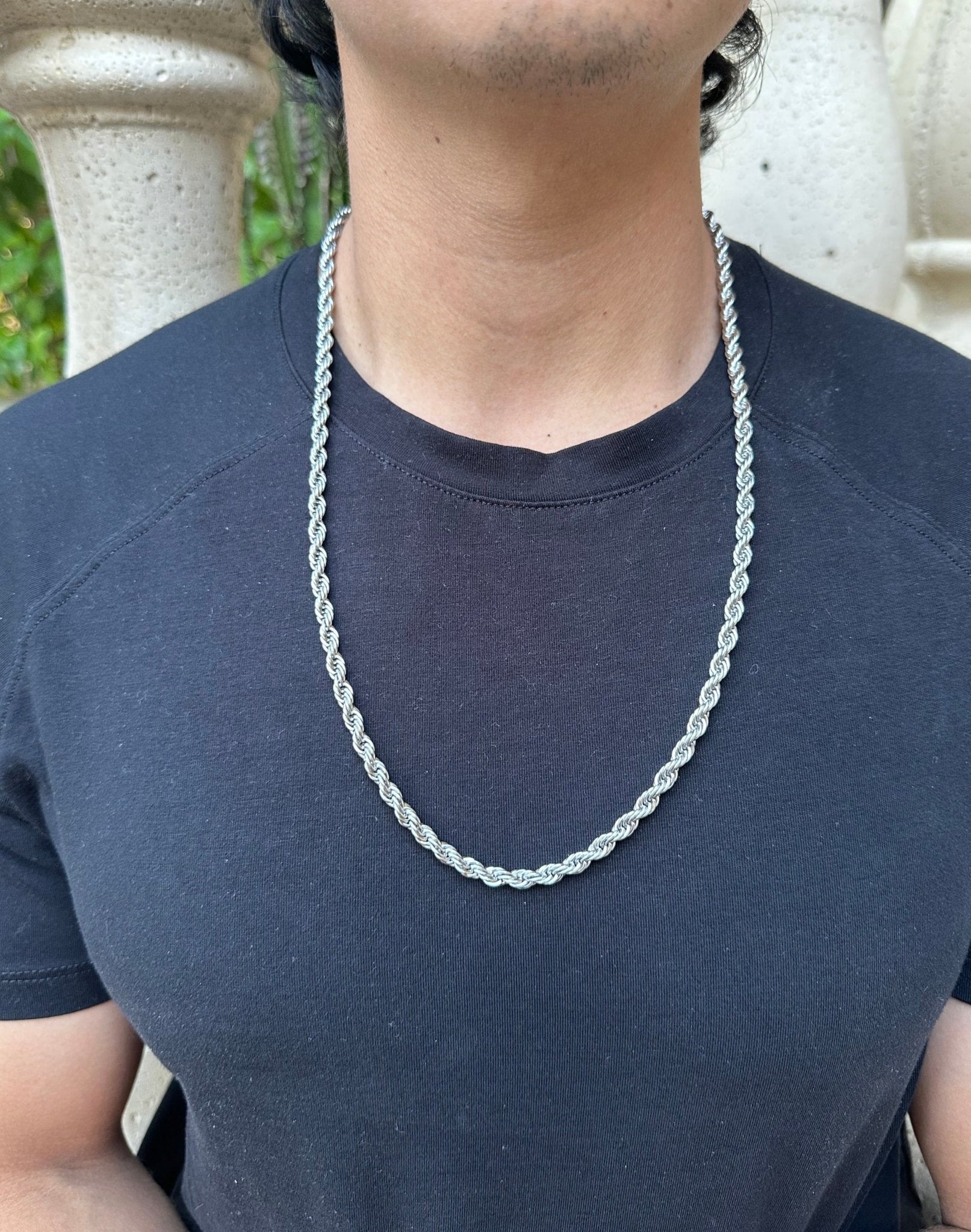 Collar de cadena de cuerda de oro de 18 quilates para hombre