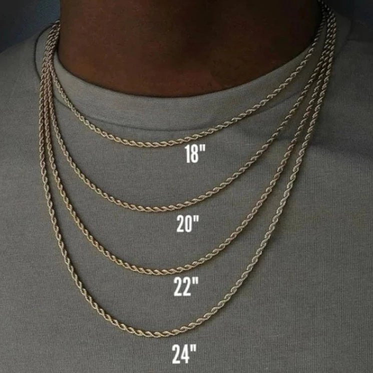 size chart for chain necklace and how gold chains will fit