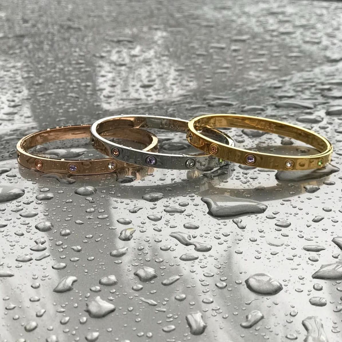 Multi-Stone Bangle Bracelet Rose Gold Bracelet Pressure Bracelet