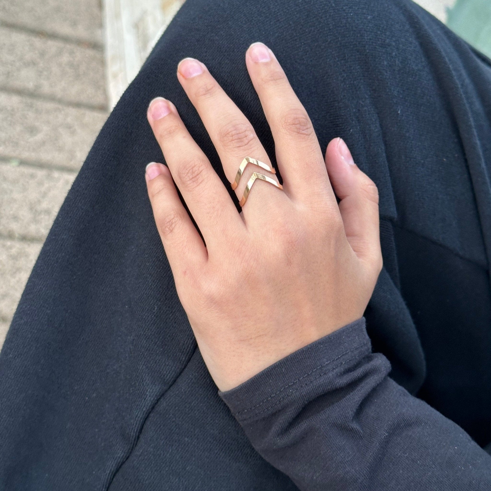 14k-Rose-Gold-Double-Arrow-Chevron-Stacking-Ring-1oak-jewelry
