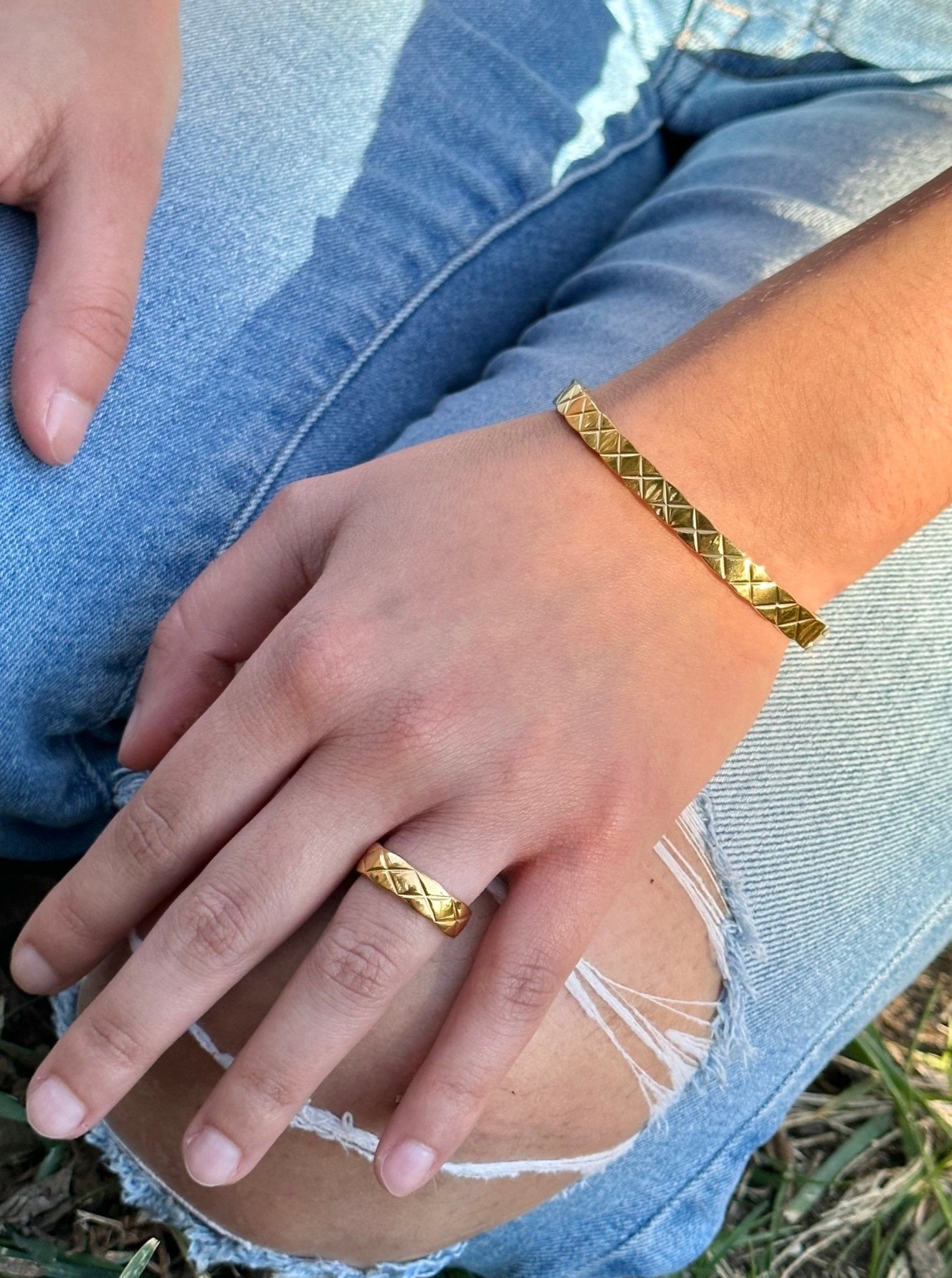 Quilted X Motif Bracelet