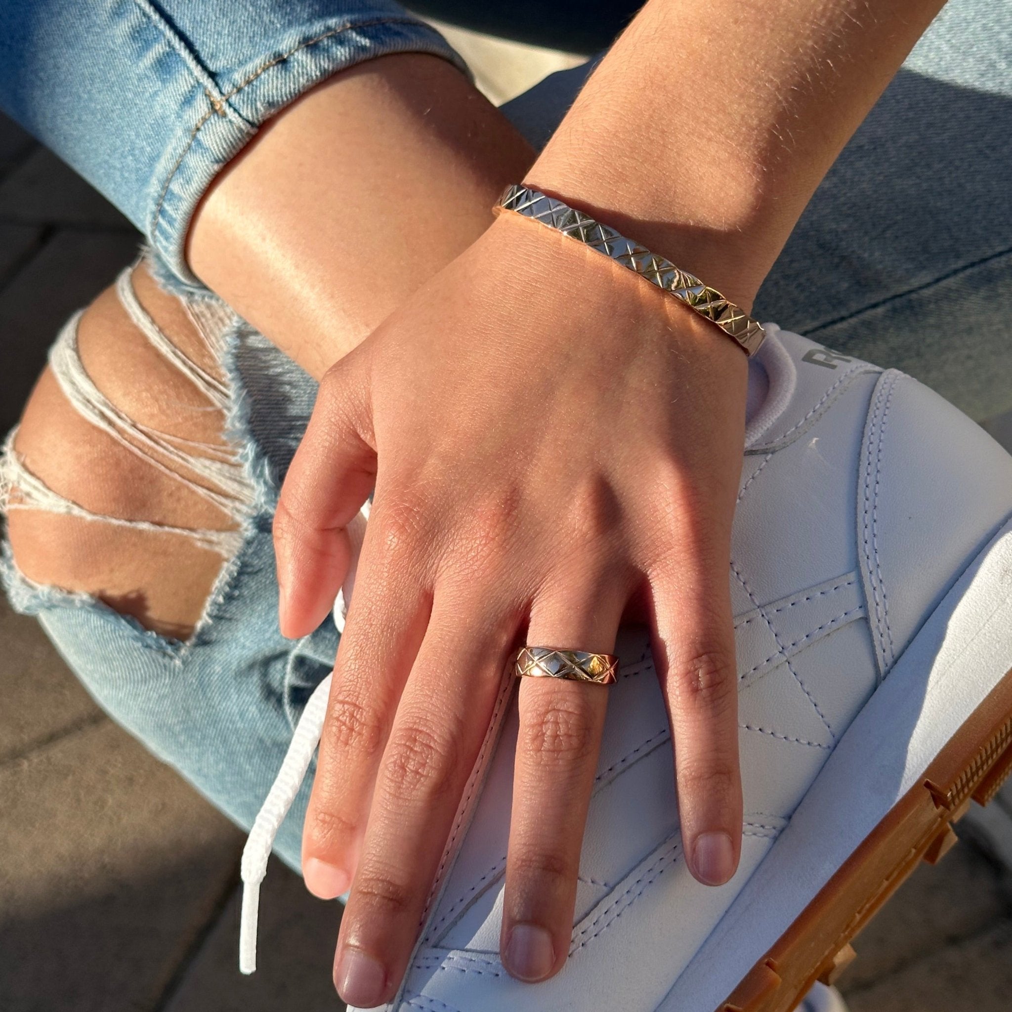 Quilted X Motif Bracelet