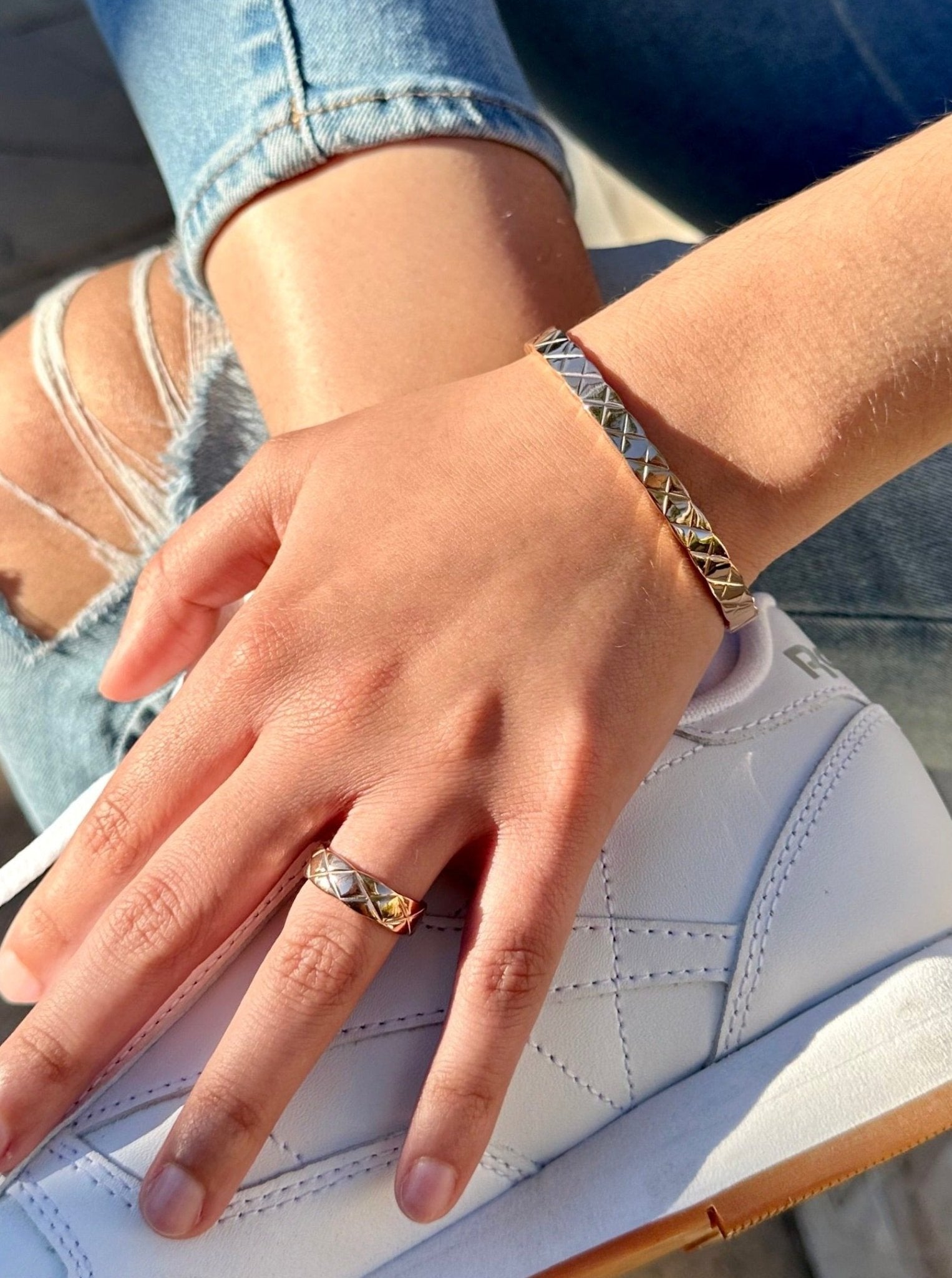 Quilted X Motif Bracelet
