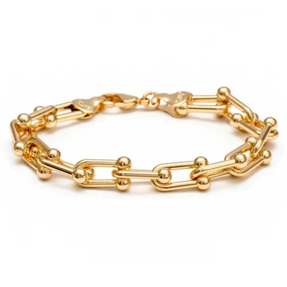 Pulsera de eslabones de calibre de oro de 18 k
