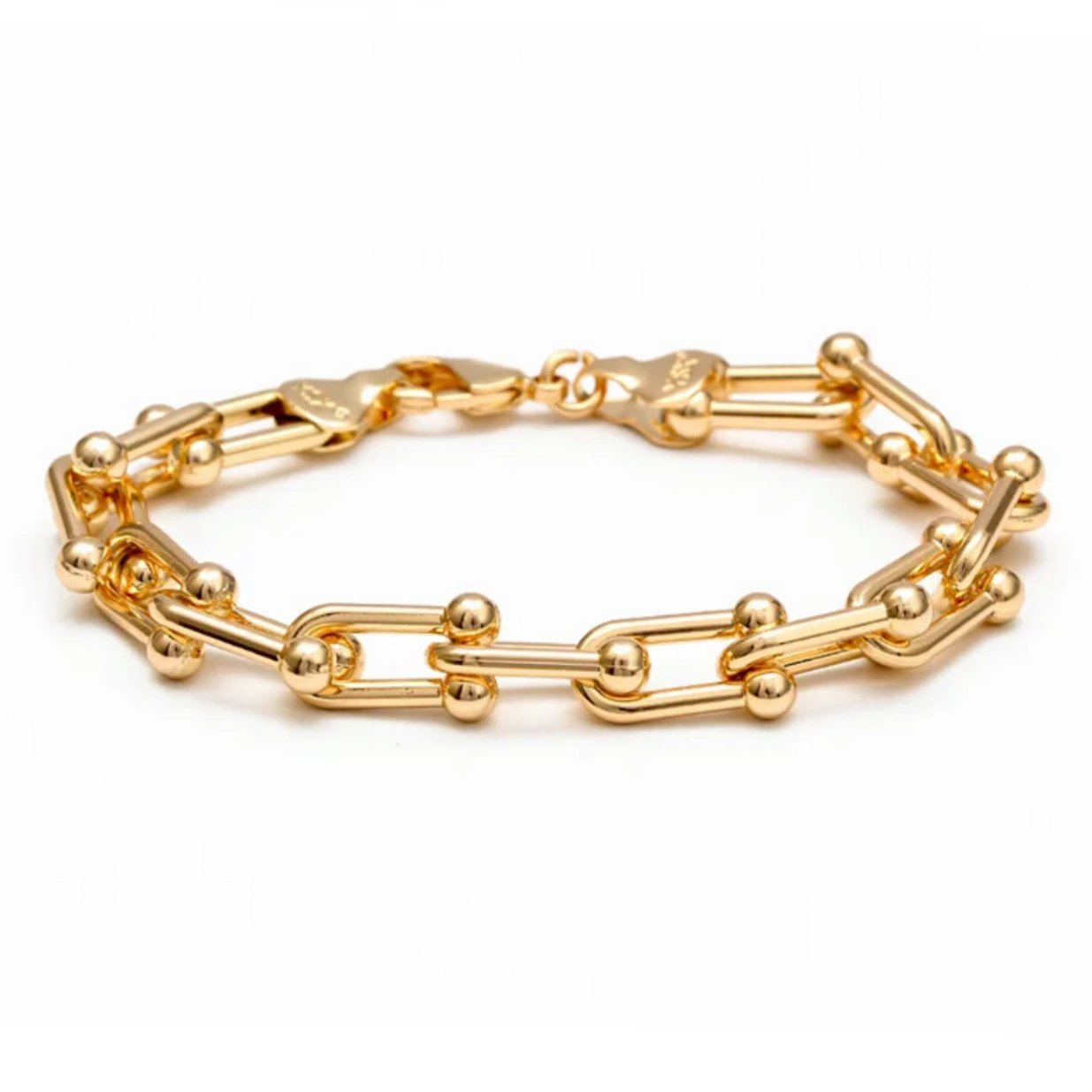 18k Gold Gauge U Link Bracelet