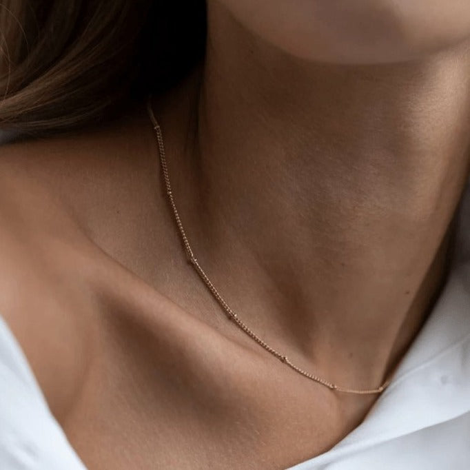 Dainty Ball Necklace Choker - 1 Øak