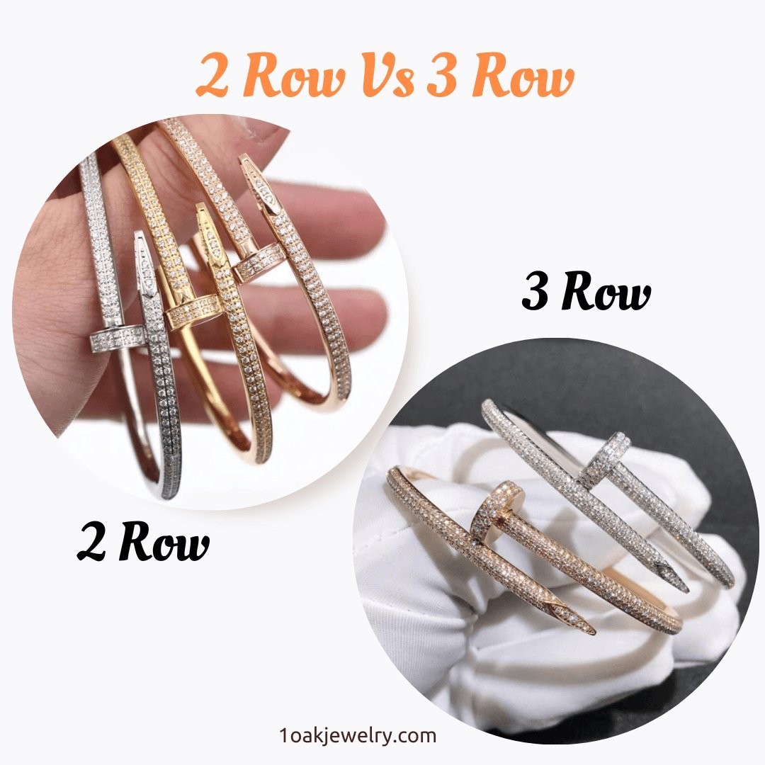 18k Gold Iced Out Double / Triple Row Diamond Nail Bracelet - 1 Øak