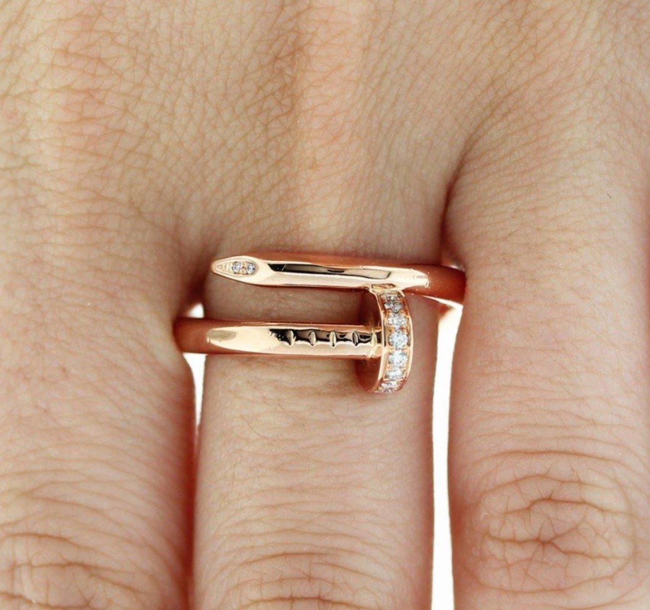 Women's 18k Gold Diamond Paved Nail Ring 1oaks.com