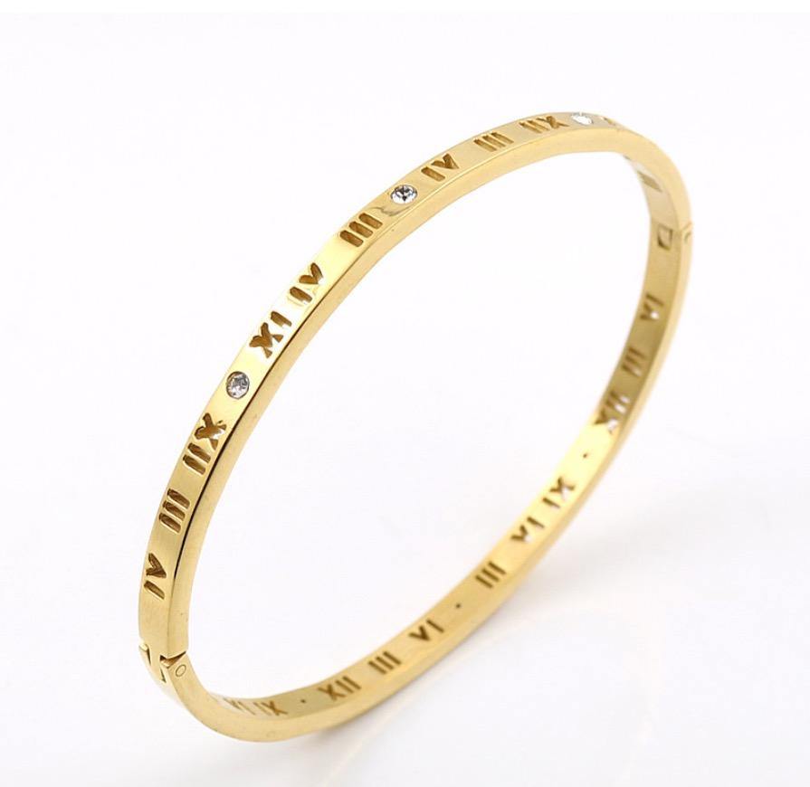 Women's Designer Bangle: 18k Gold Roman Cuff Atlas Bracelet