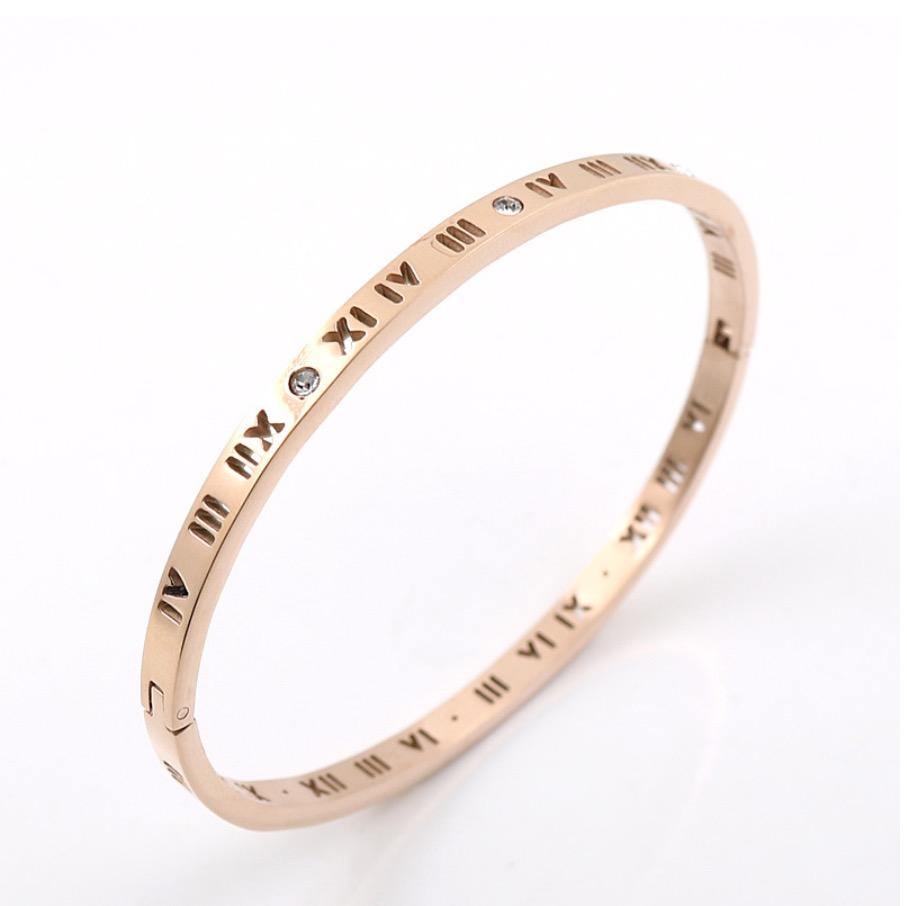 18k Gold Roman Numeral Atlas Bracelet Bangle - 1 Øak