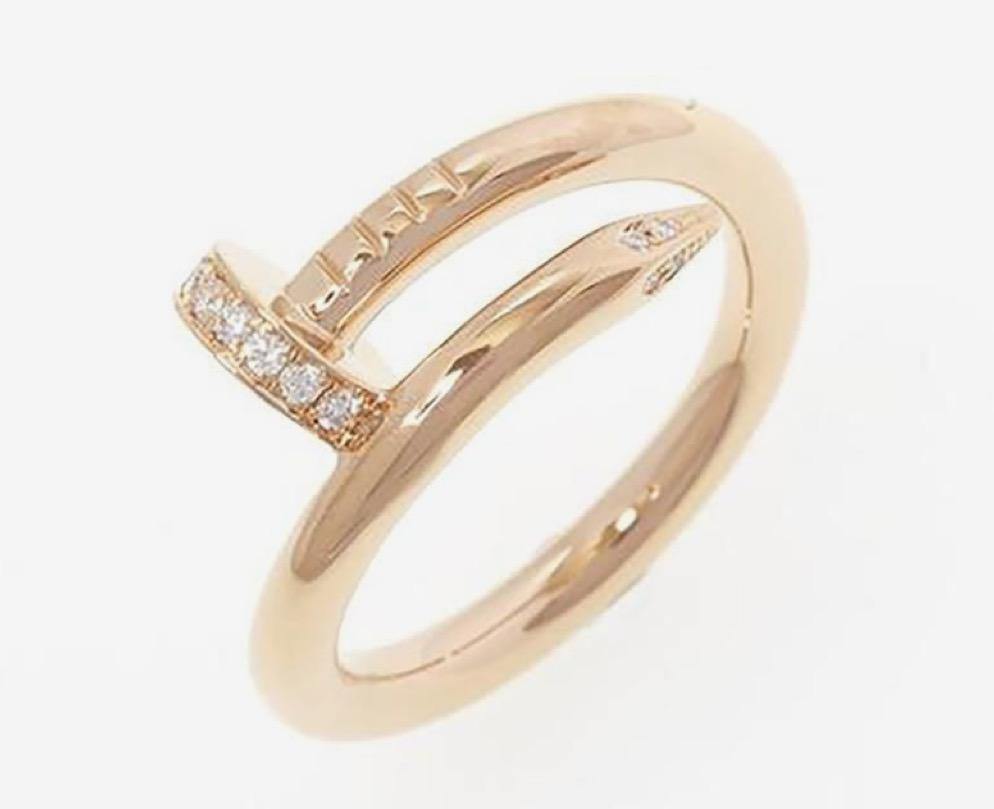 Dainty Gold Ring: Women's Nail Ring with Love Diamond