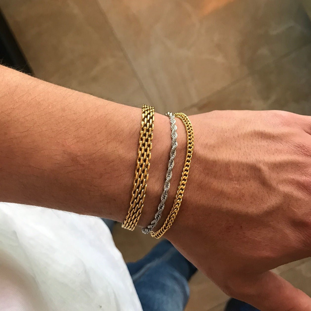 Mens 18k Gold Rope Bracelet