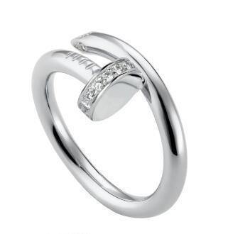 Silver Love Diamond Ring Band: Women's Nail Ring with Dainty Design