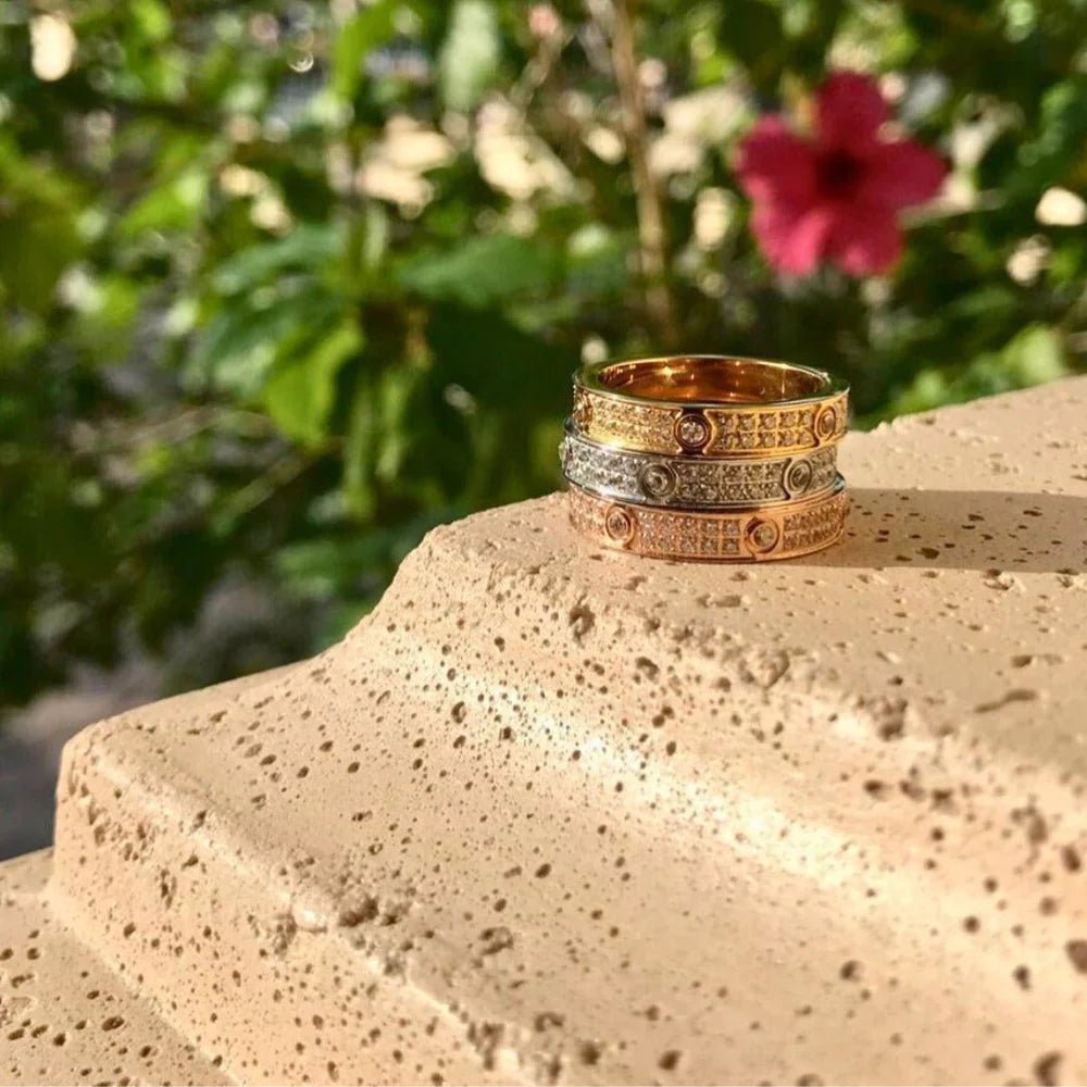 All Encrusted Screw Bracelet + Ring Set