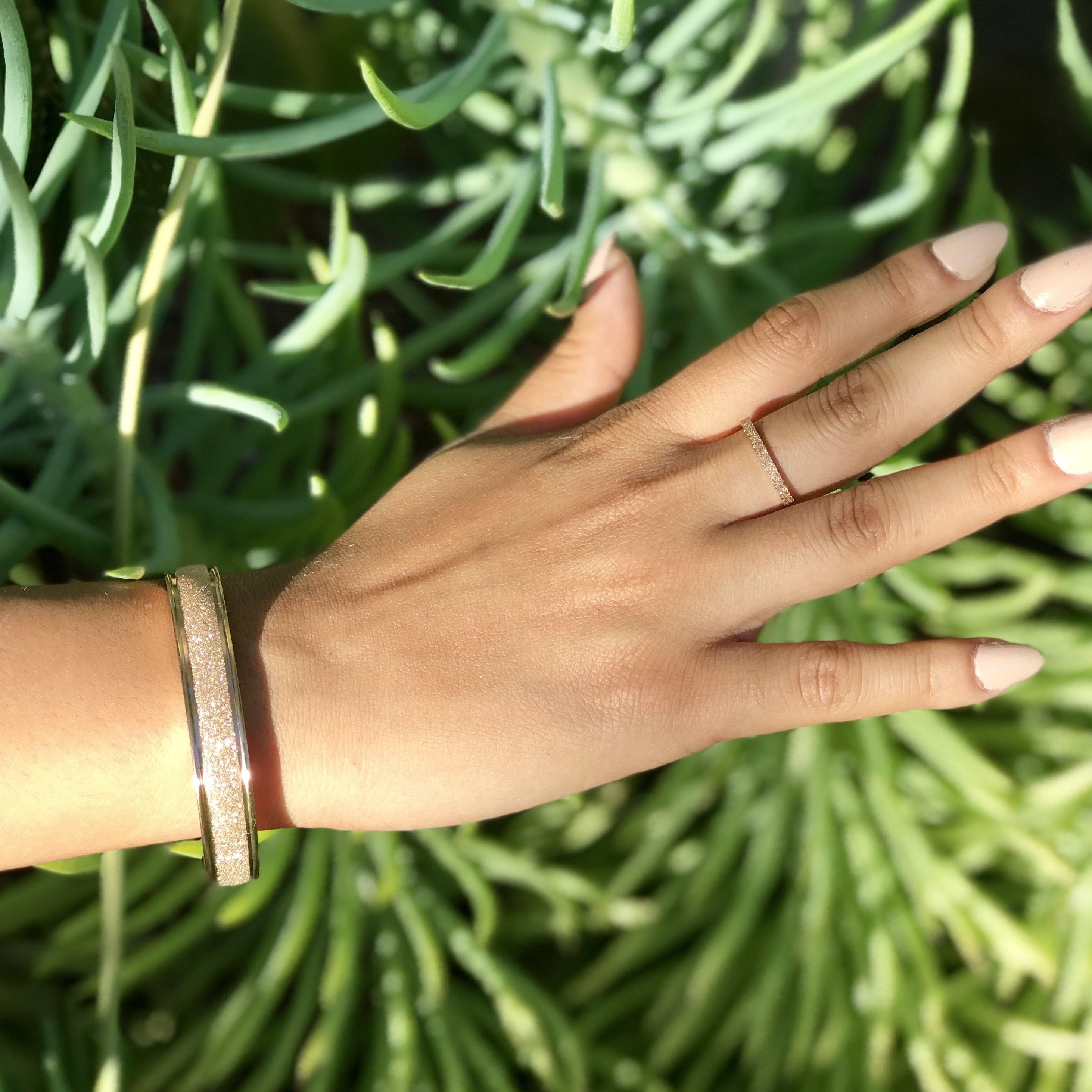 rose gold promise ring bracelet set for her