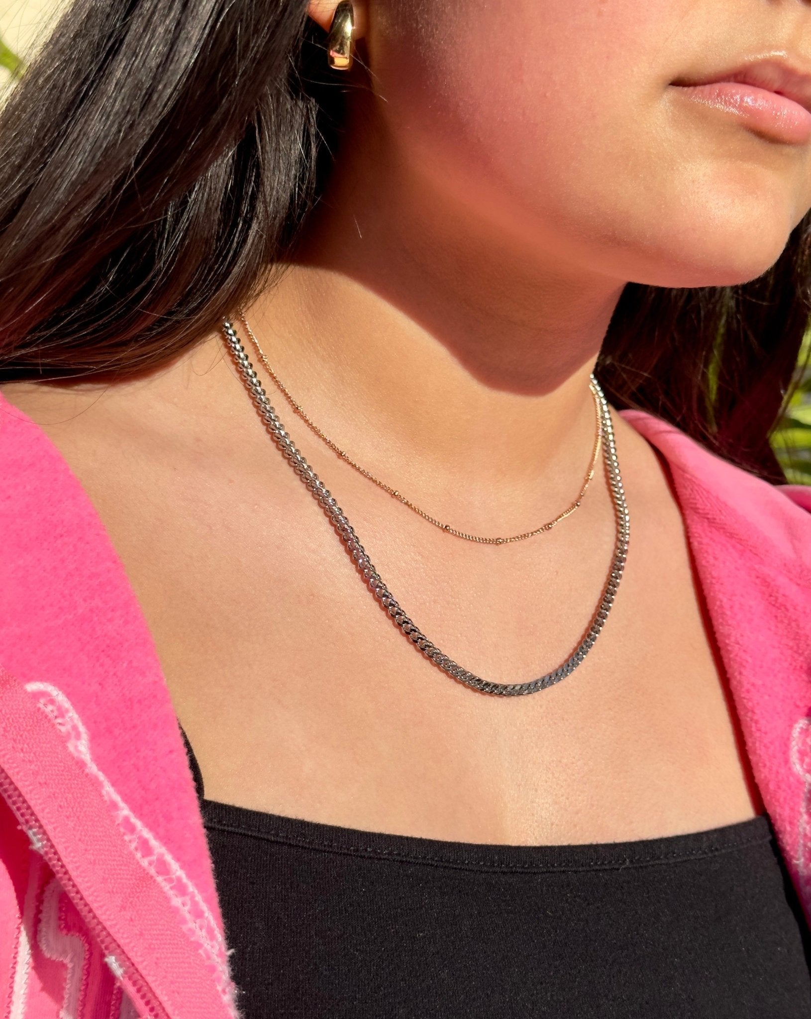womens silver wheat chain and choker set
