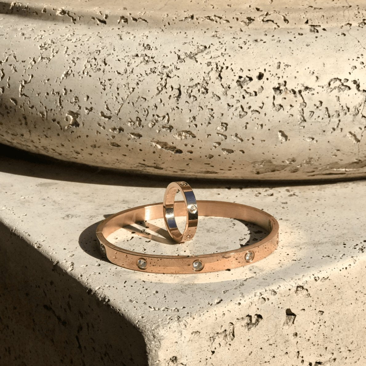 rose gold bracelet ring set diamond ring wear ring
