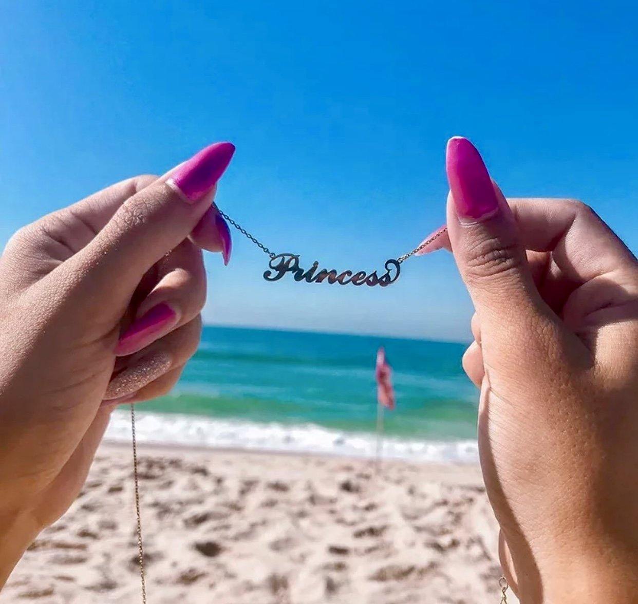 princess necklace custom word necklace womens jewelry
