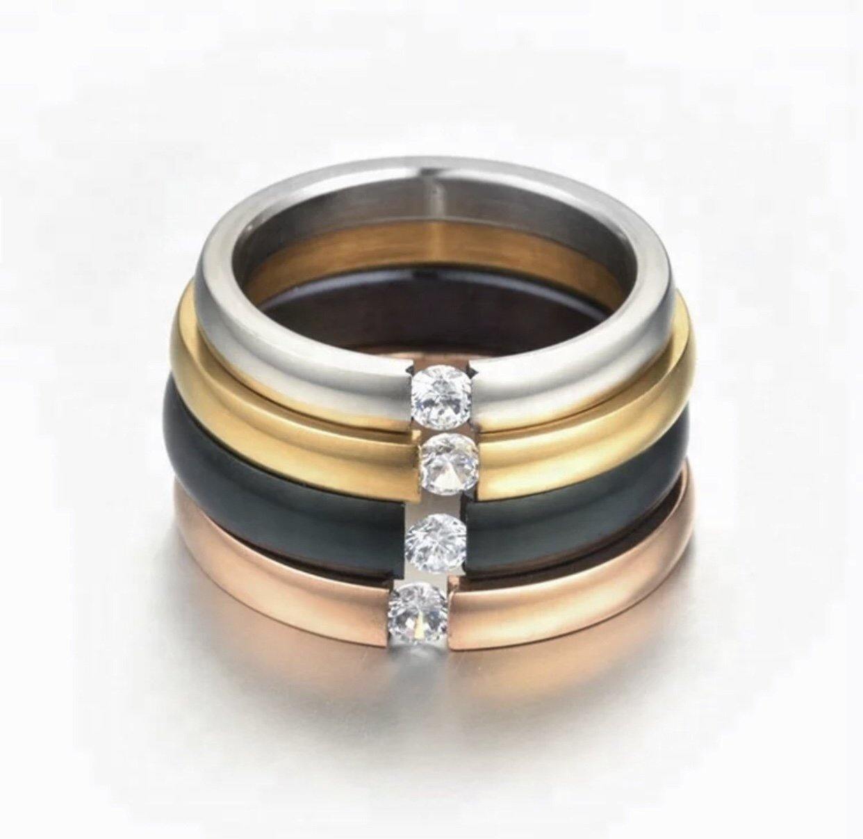 Band ring dainty rings silver
