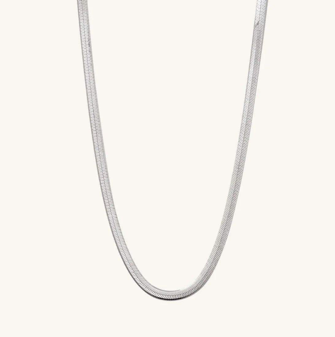 Silver flat necklace mens snake chain cheap