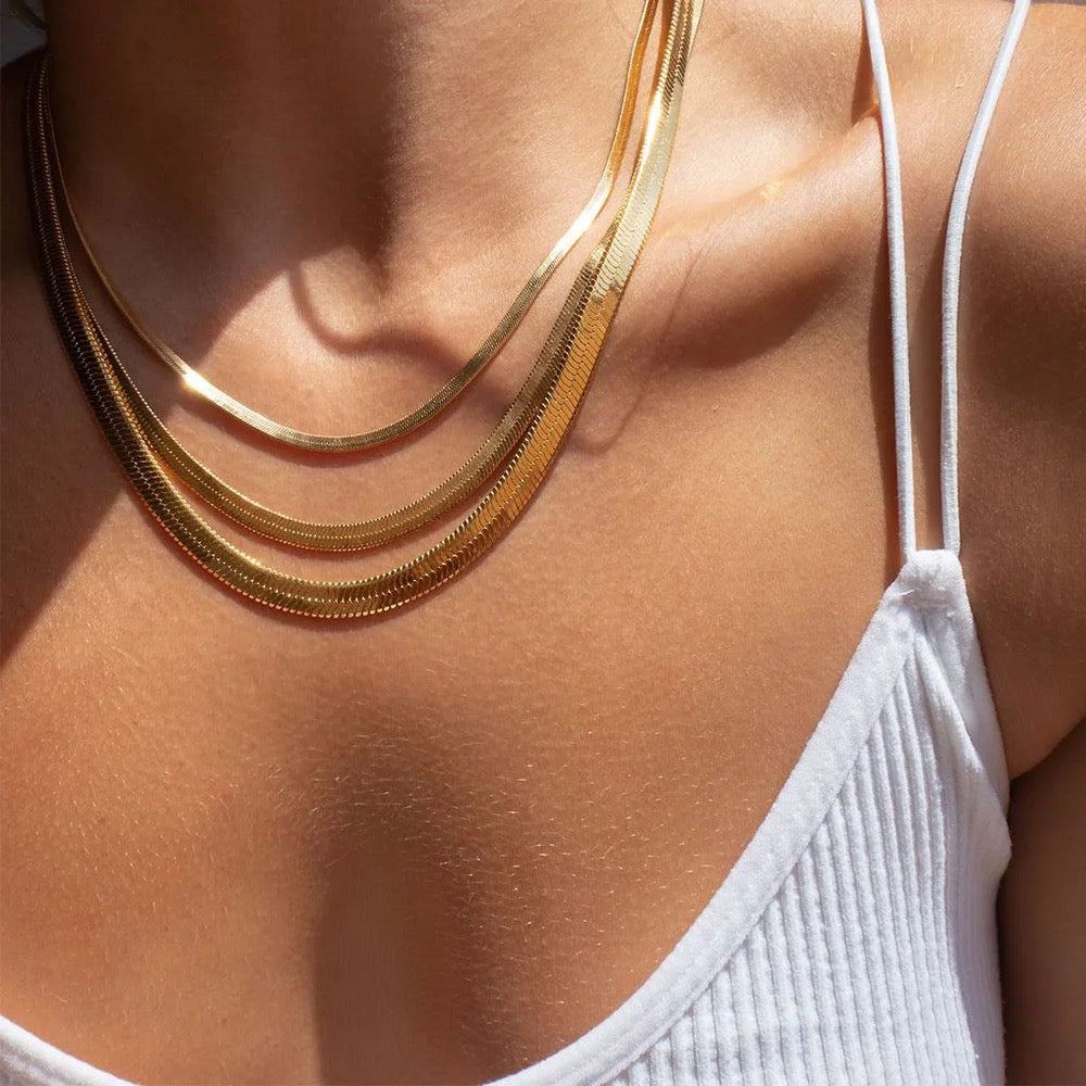Womens Flat Chain Snake Chain Necklace- 1 Øak