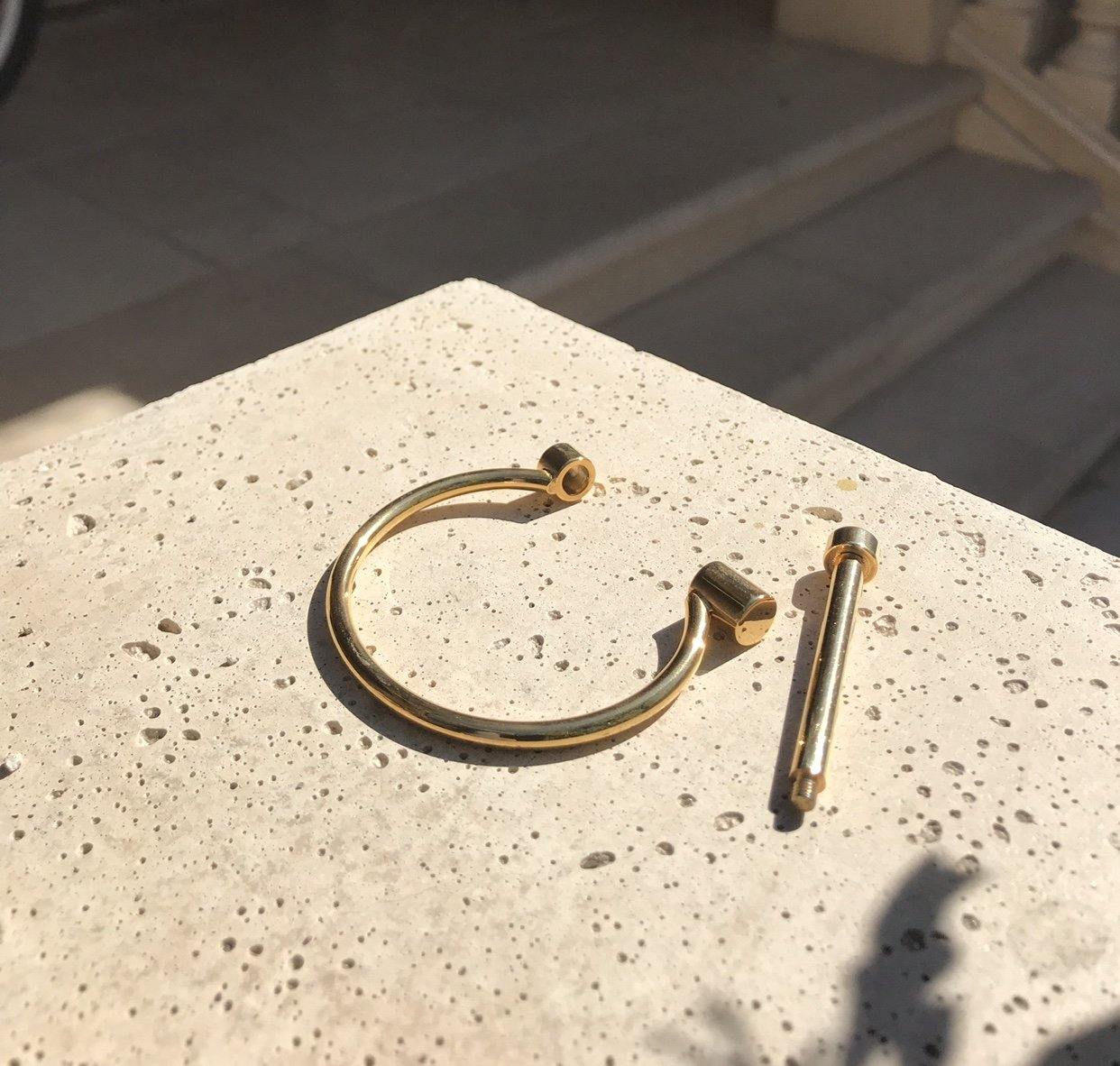 Gold screw cuff bracelet for women