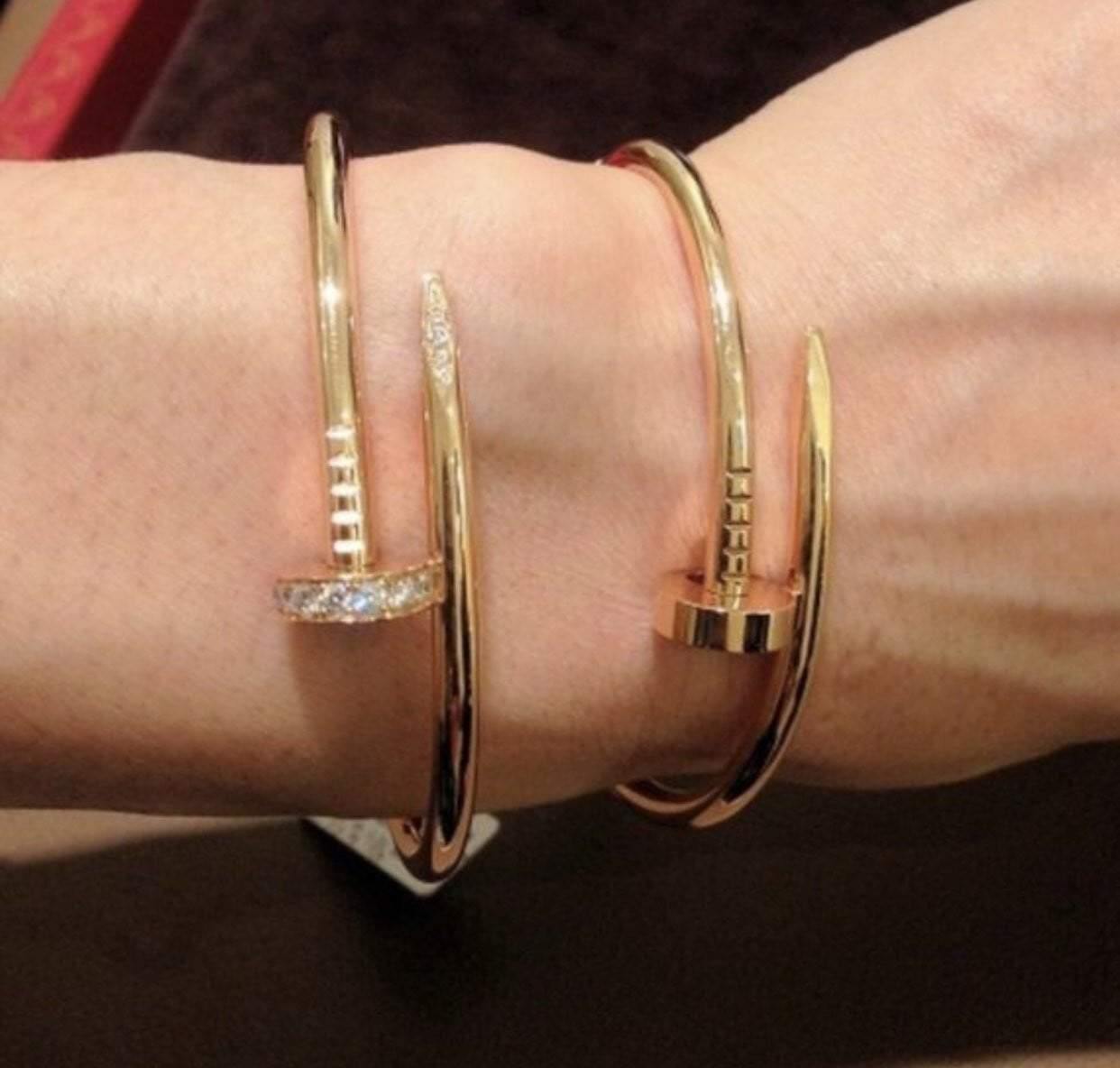 Men's-Rustic-18k-Gold-Cuff-Nail-Bracelet-Bangle-shop-at-1oakJewelry.com