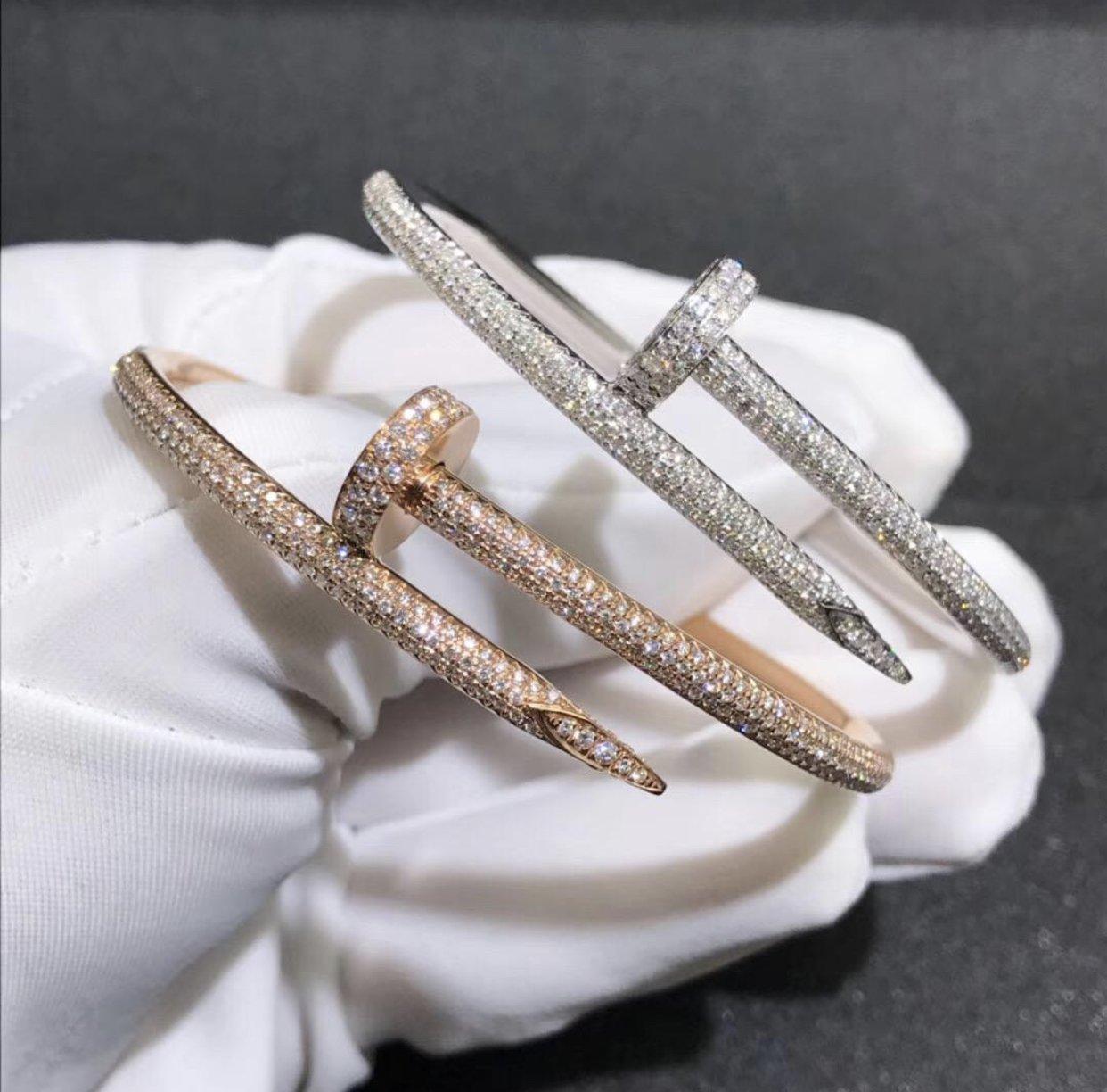 Iced Out silver and rose gold bracelet set