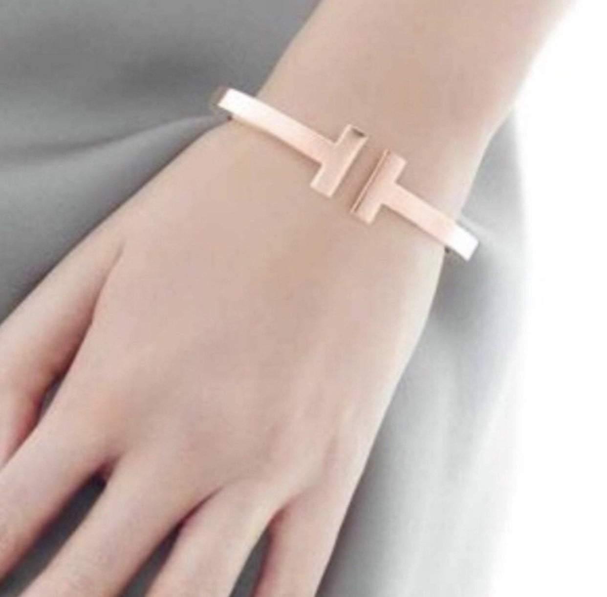 Women's T bar bracelet Rose Gold Rose Gold Bangle