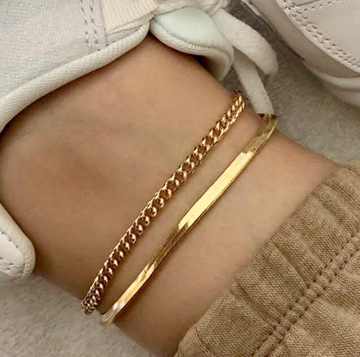 18K-Gold-Cuban-Chain-Anklet-Gold-Chain-Anklet-thick-Chain