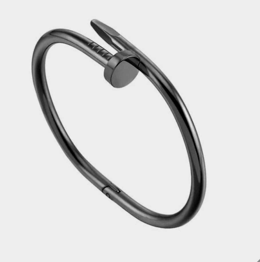 Gloss black mens large nail bracelet