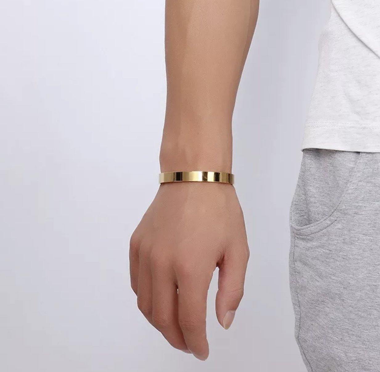 Gold Engravale Open Cuff Bracelet