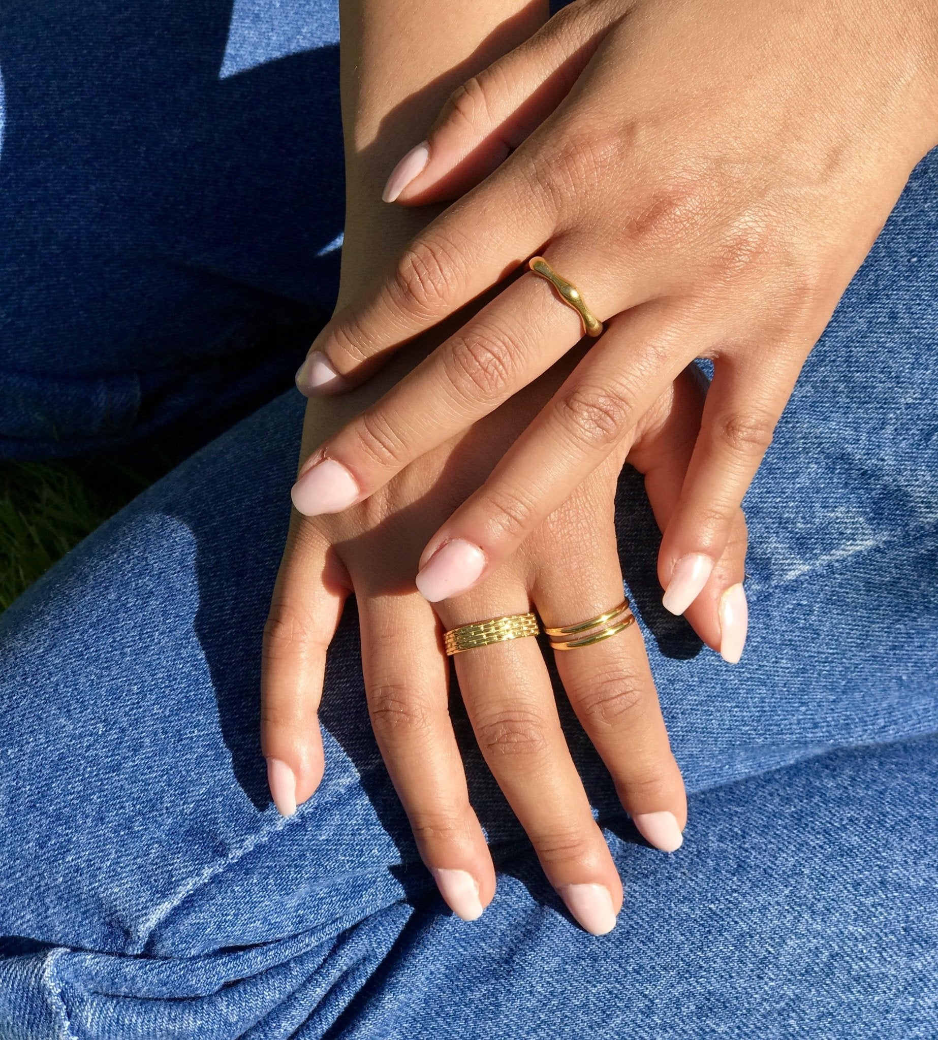 Women's Gold Coachella Desert Stacking Ring Set of 3 - 1 Øak