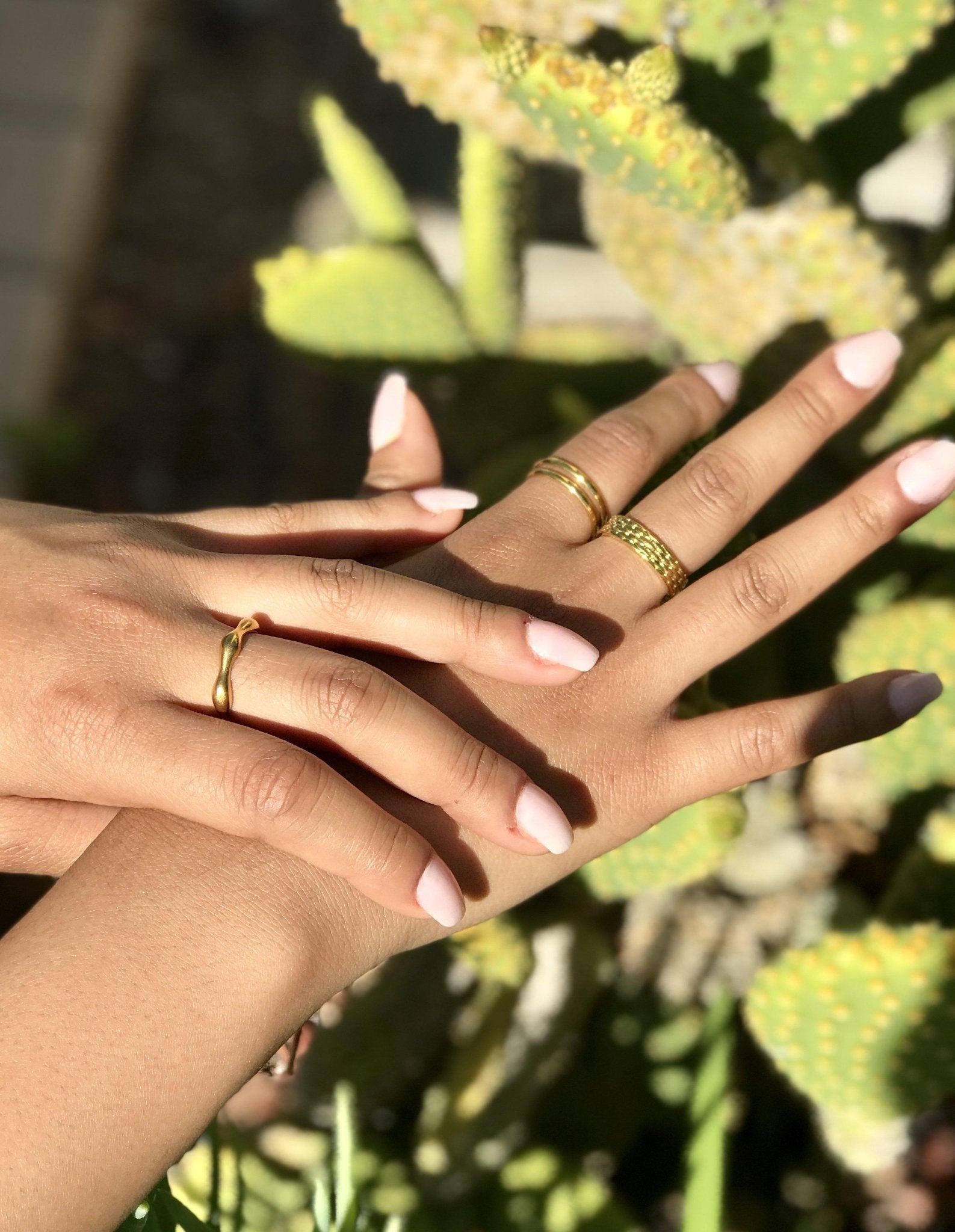 Women's Gold Coachella Desert Stacking Ring Set of 3 - 1 Øak